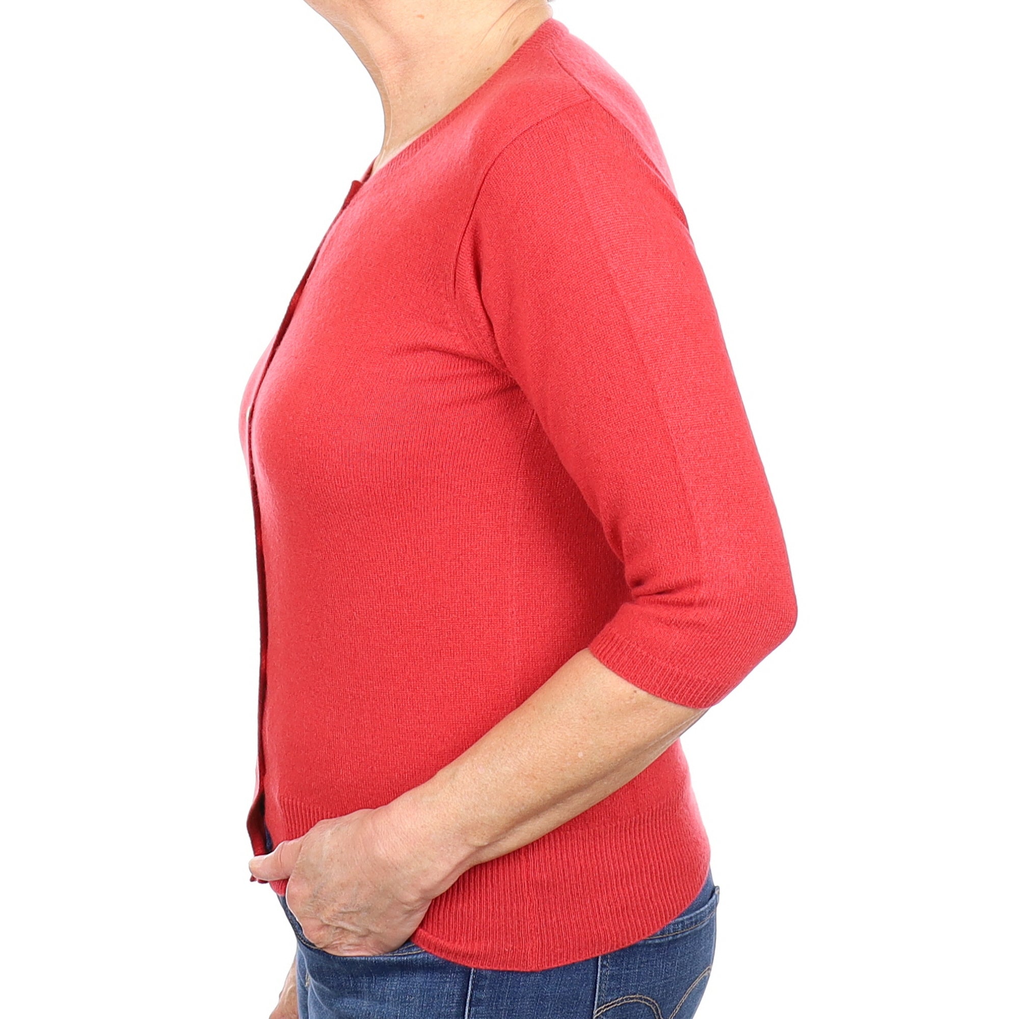 Rouge Pink Cashmere Crew Neck Cardigan Medium