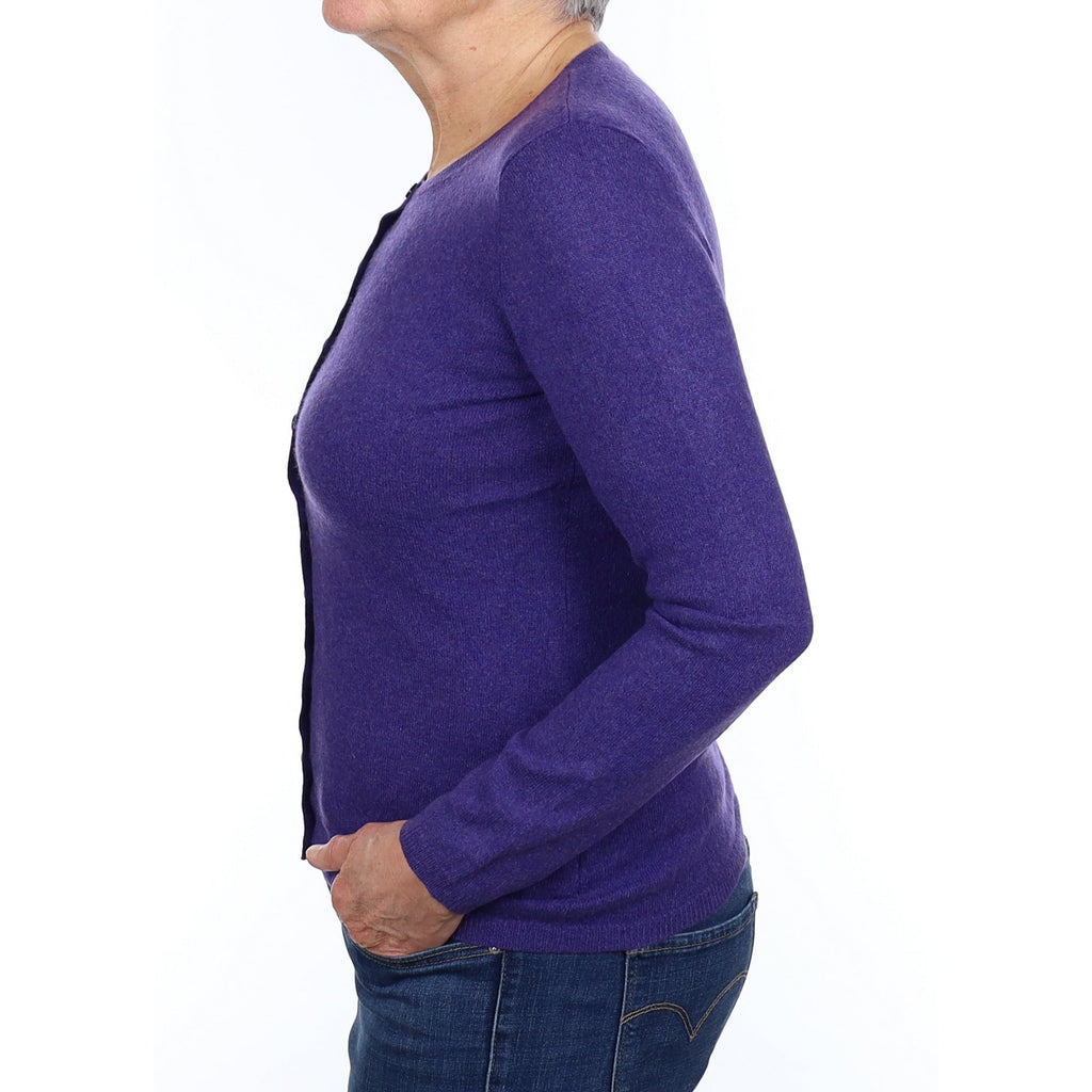 Indigo Purple Cashmere Crew Neck Cardigan Medium