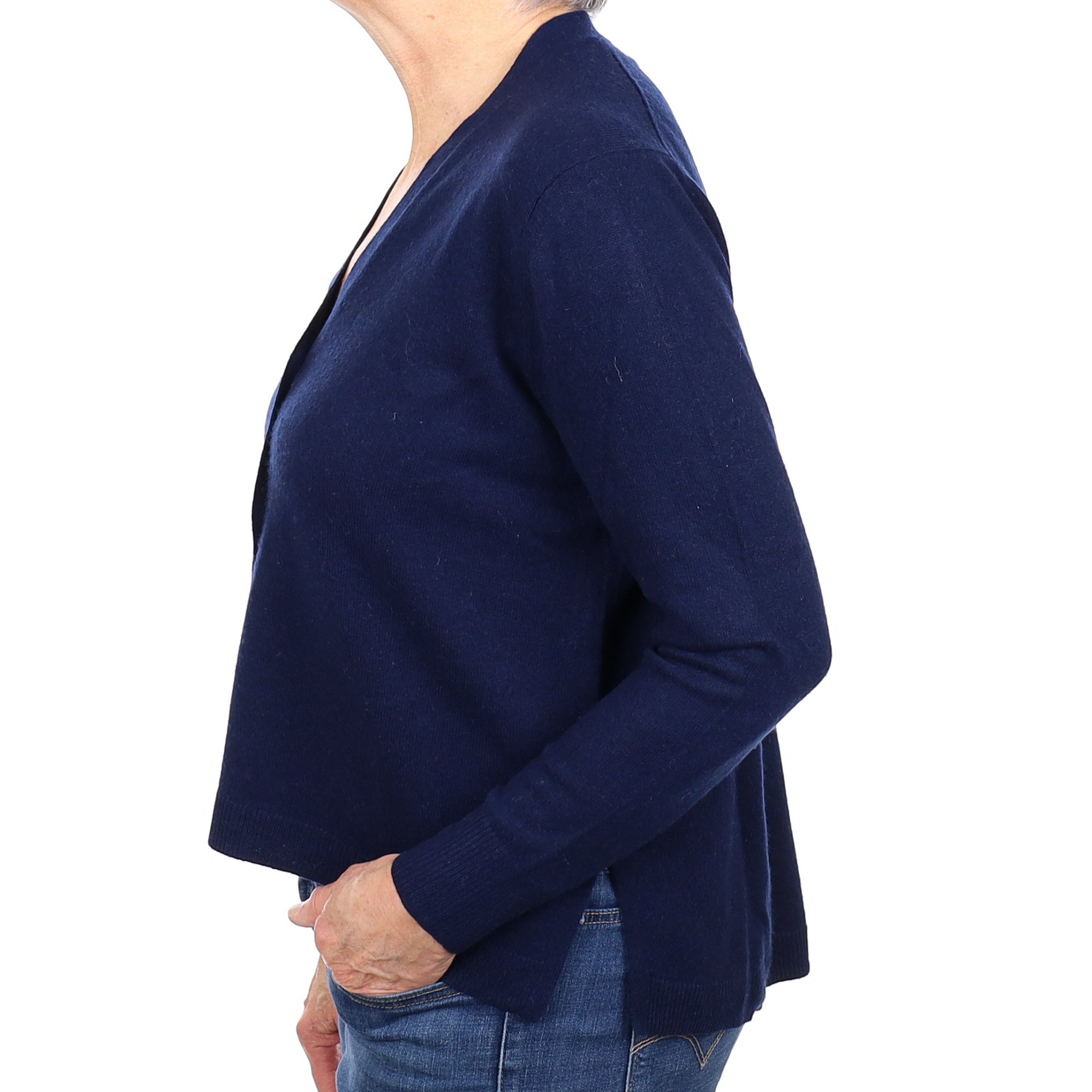Navy Blue Cashmere V Neck Cardigan Medium