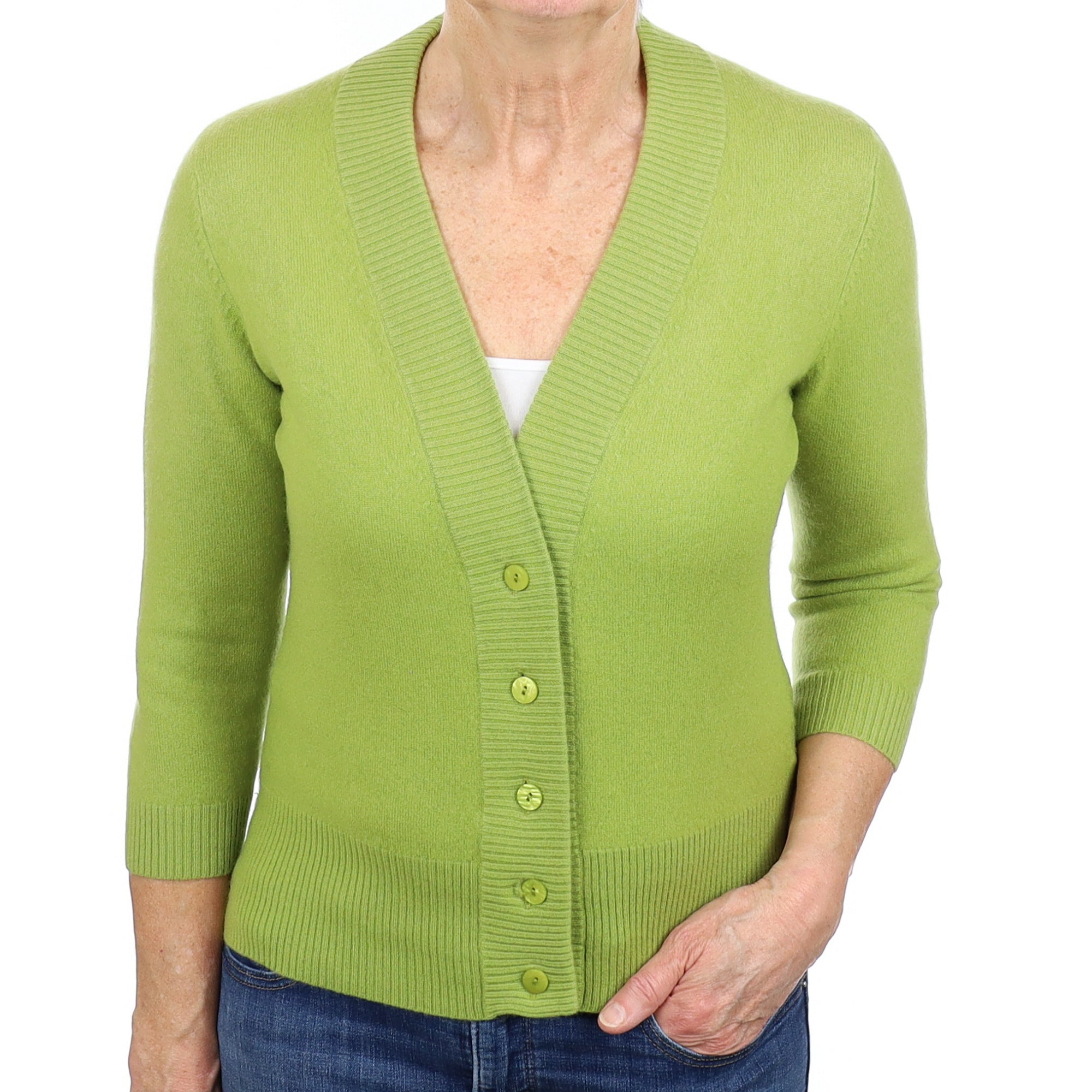 Lime Green Cashmere Cardigan Medium