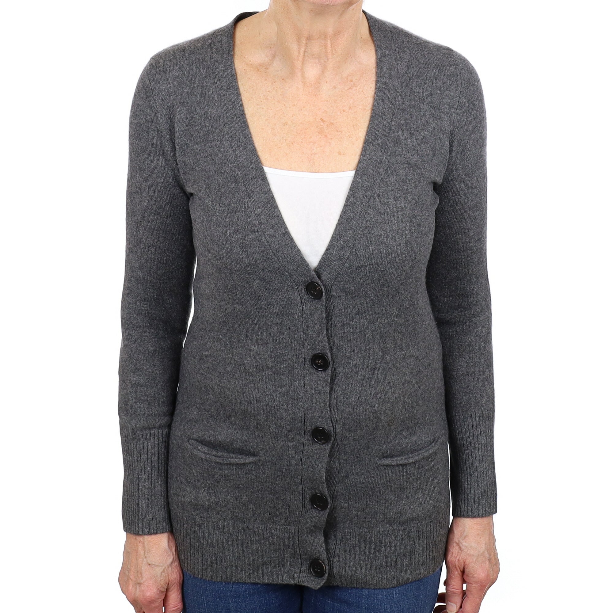 Charcoal Grey Cashmere Cardigan Medium