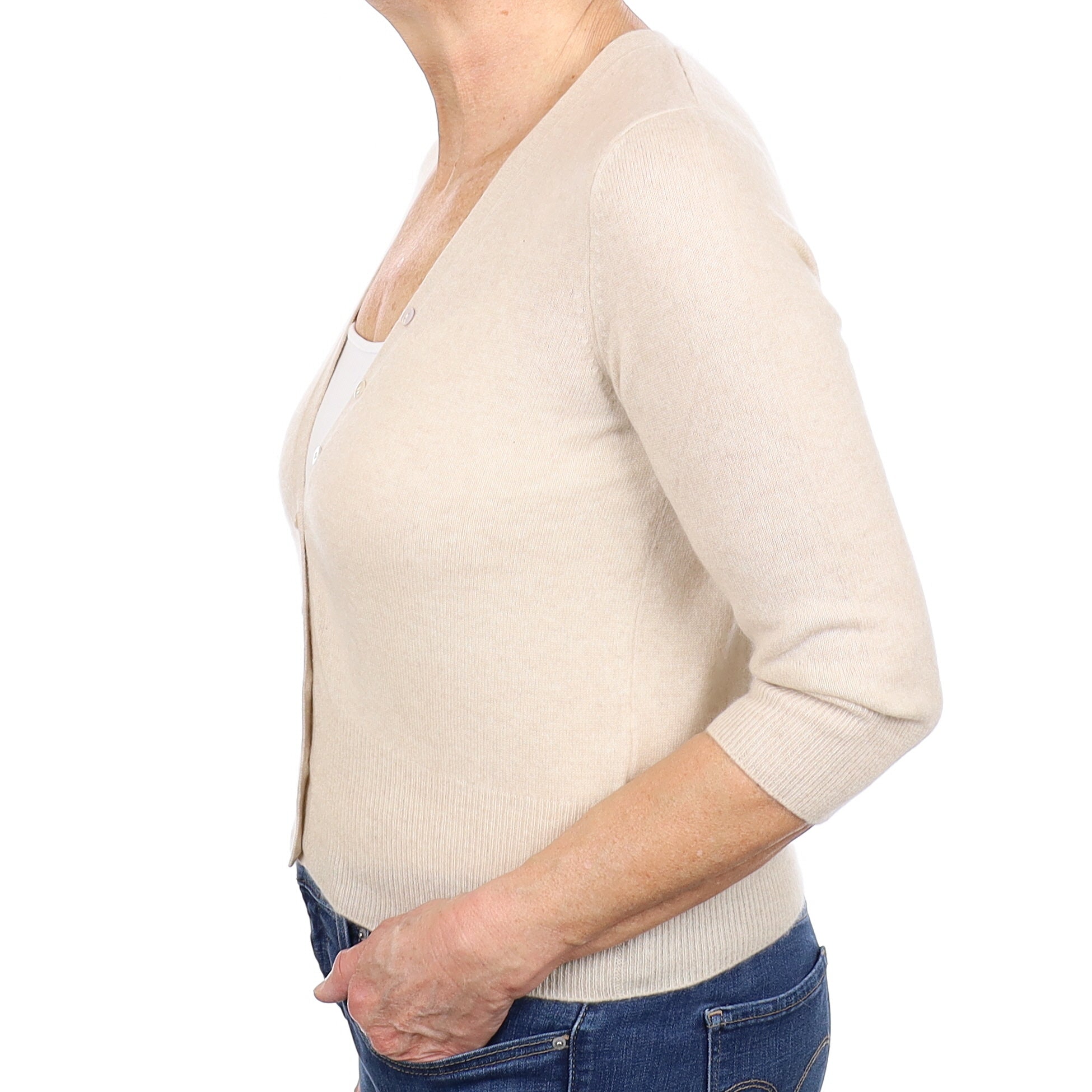 Oatmeal Cashmere Cardigan Medium