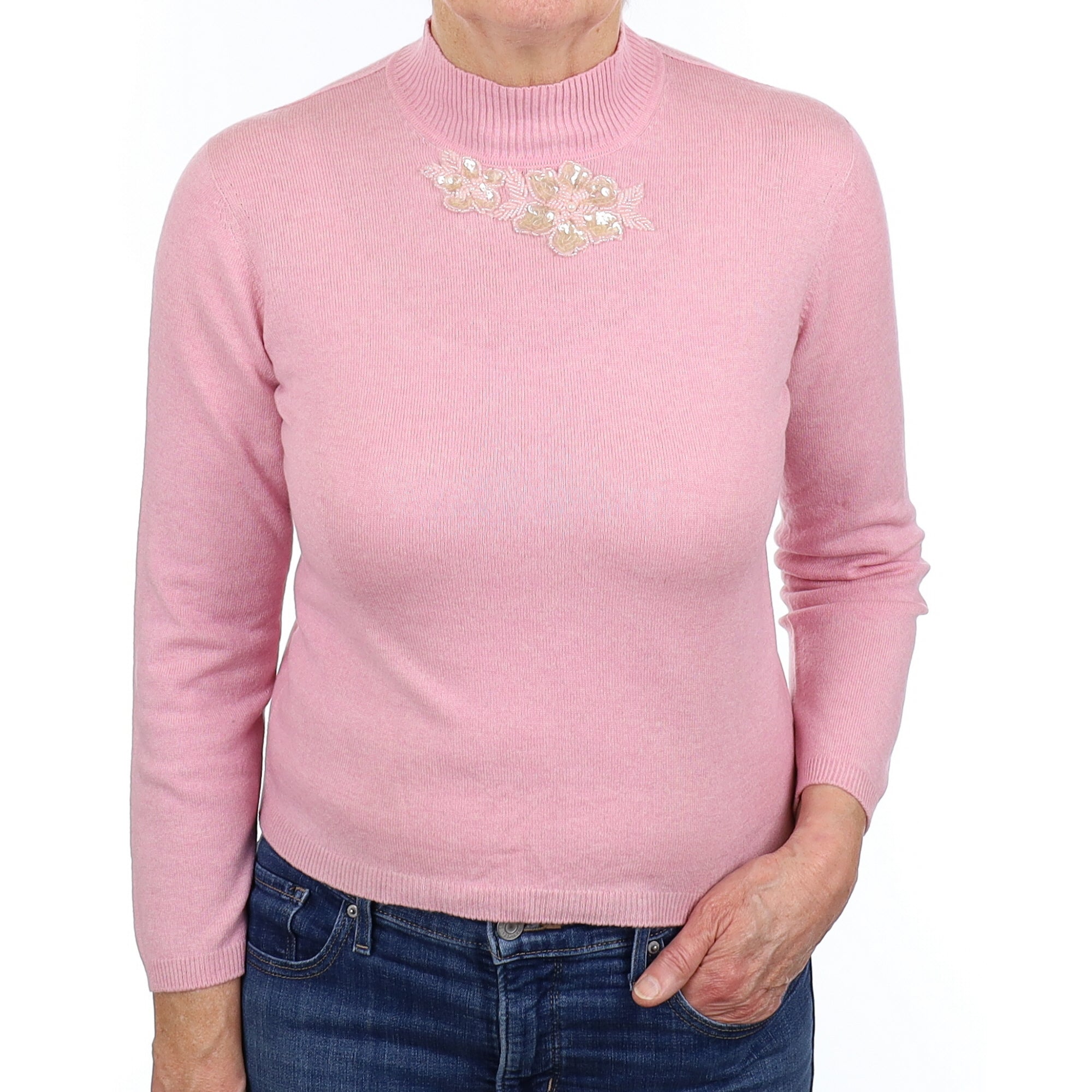 Cotton Candy Pink Cashmere Turtle Neck Jumper Medium