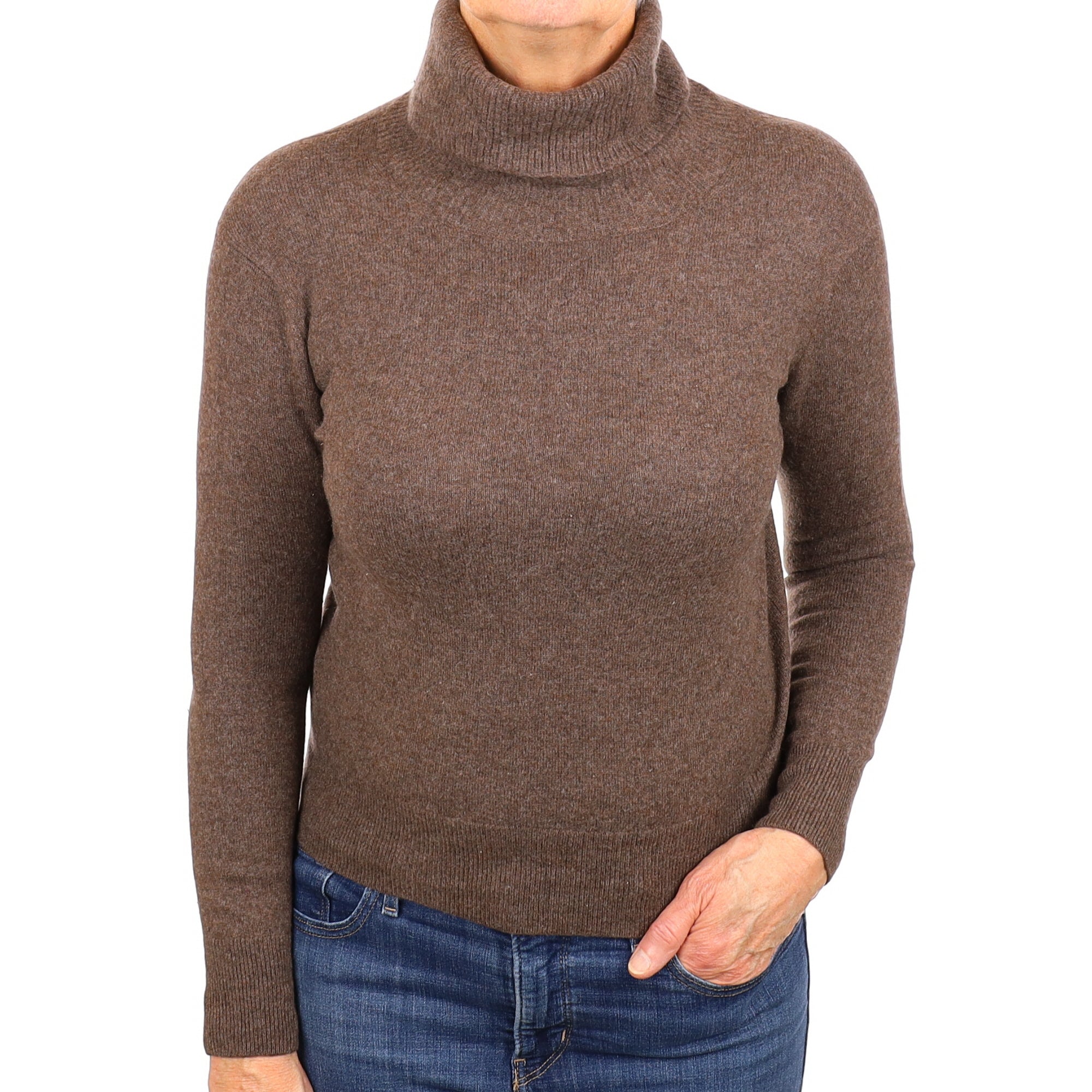 Mole Brown Cashmere Cowl Neck Jumper Medium
