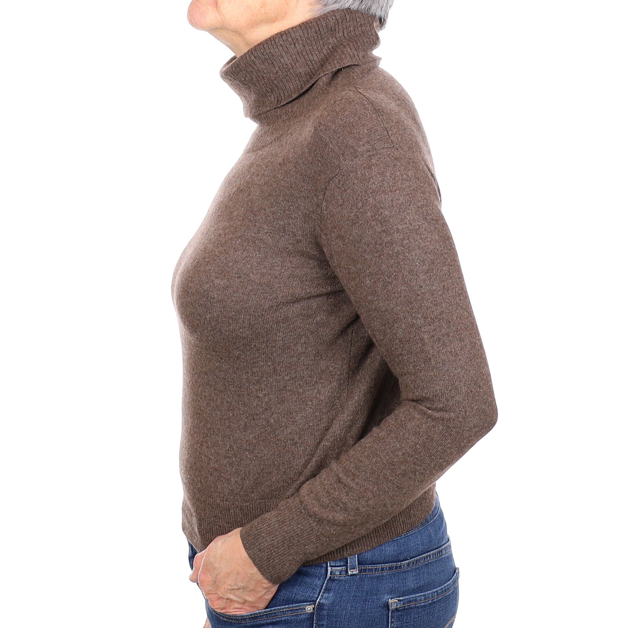 Mole Brown Cashmere Cowl Neck Jumper Medium