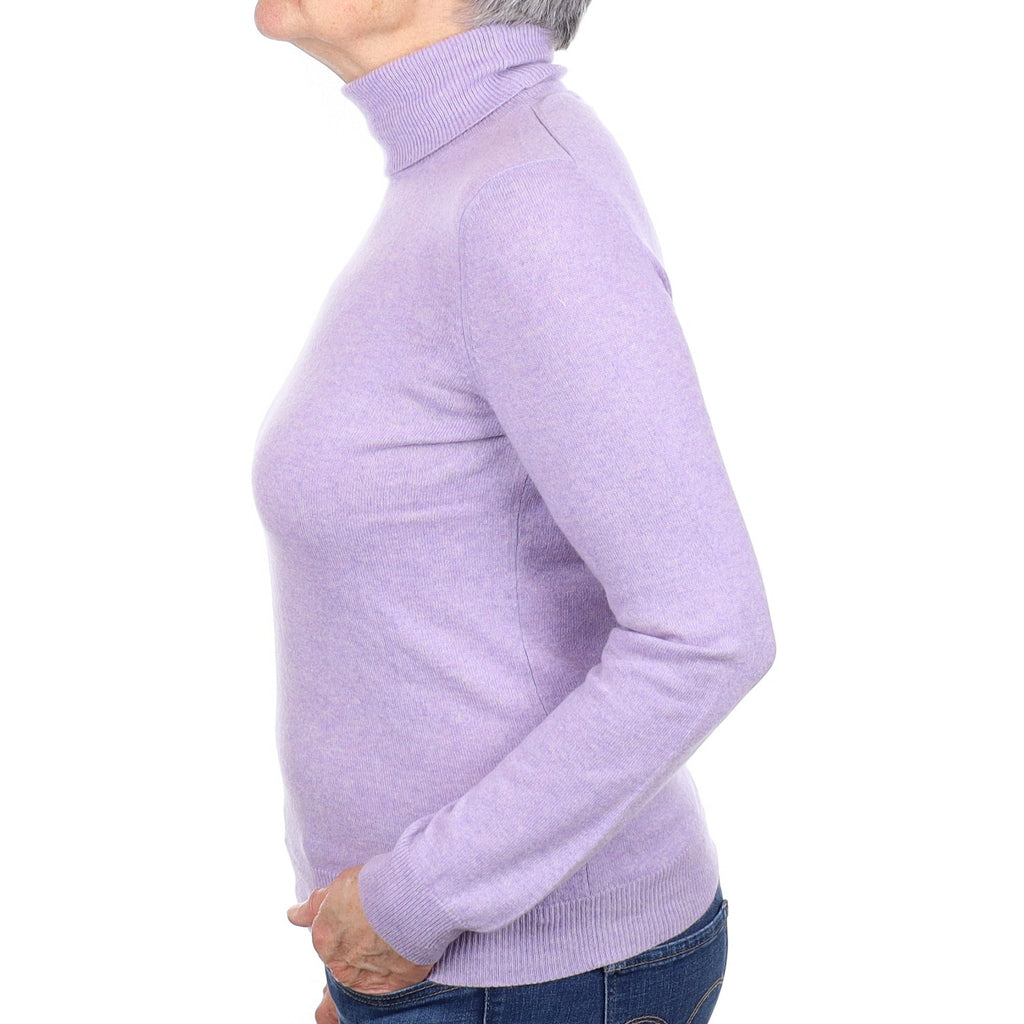 Lavender Purple Cashmere Polo Neck Jumper Medium