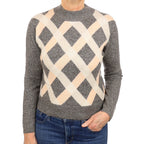 Brown Marl Patterned Cashmere Turtleneck Jumper Medium