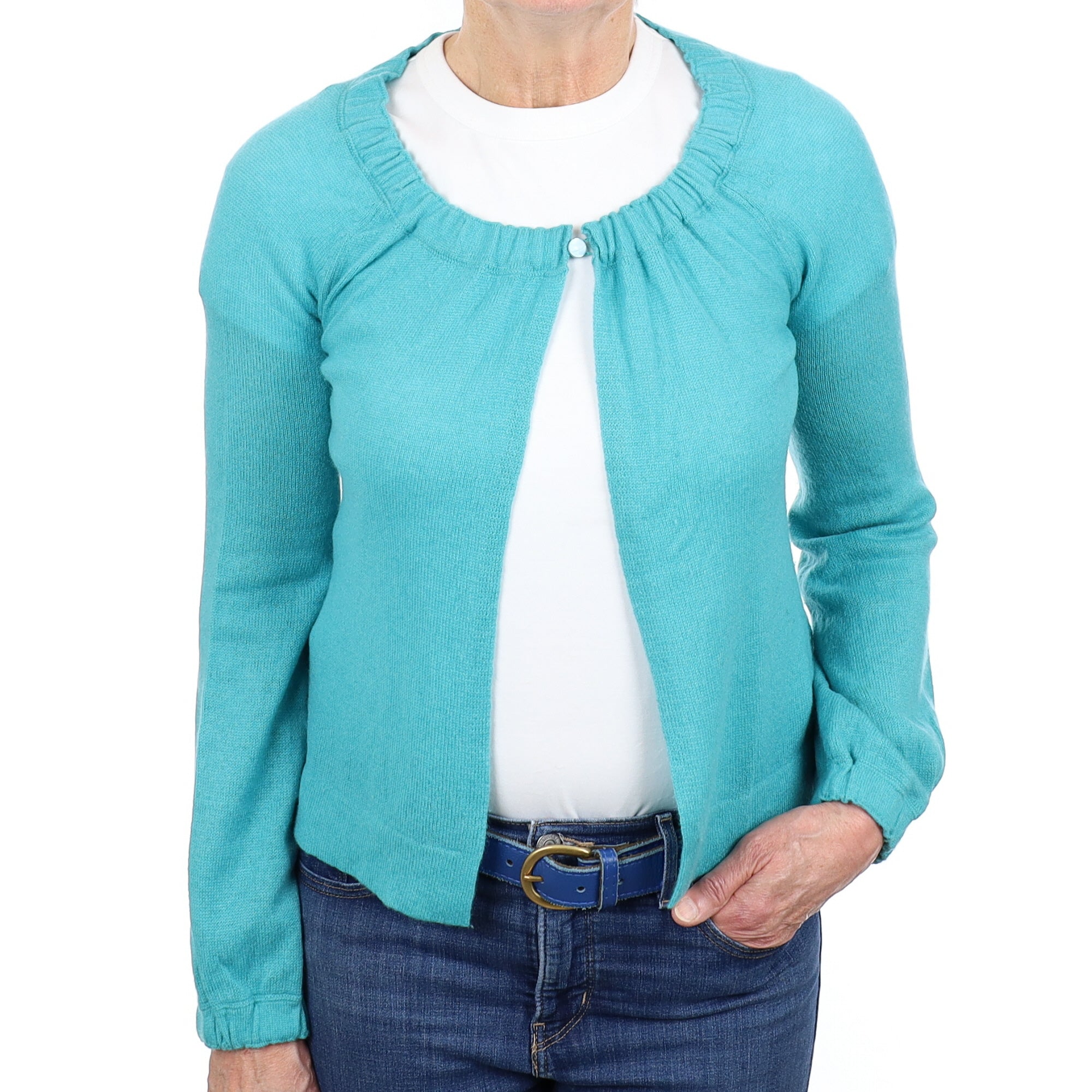 Turquoise Cashmere Swing Style Cardigan Medium