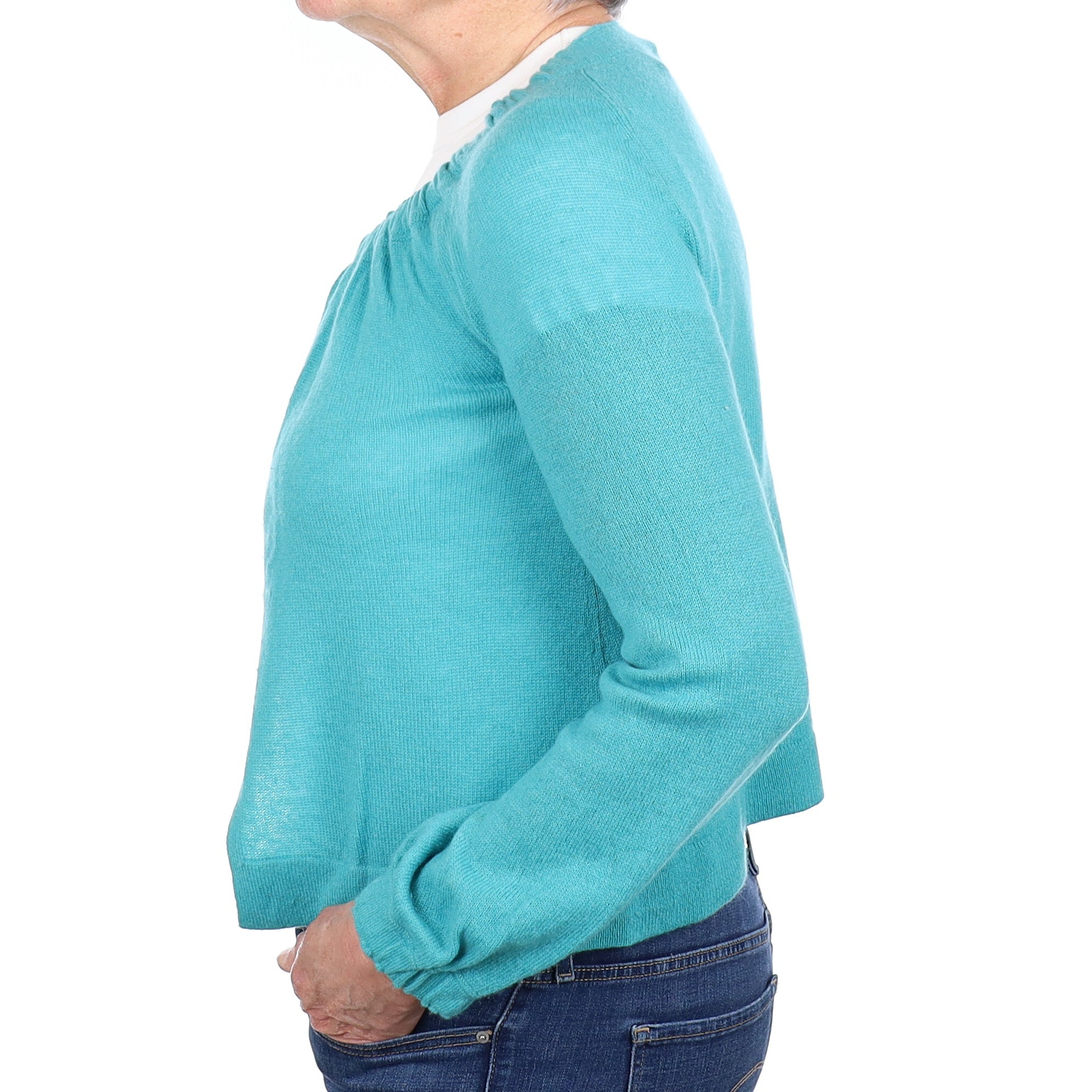 Turquoise Cashmere Swing Style Cardigan Medium