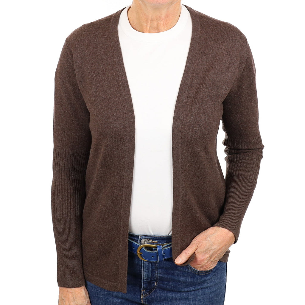 Mole Brown Cashmere Edge to Edge Cardigan Medium