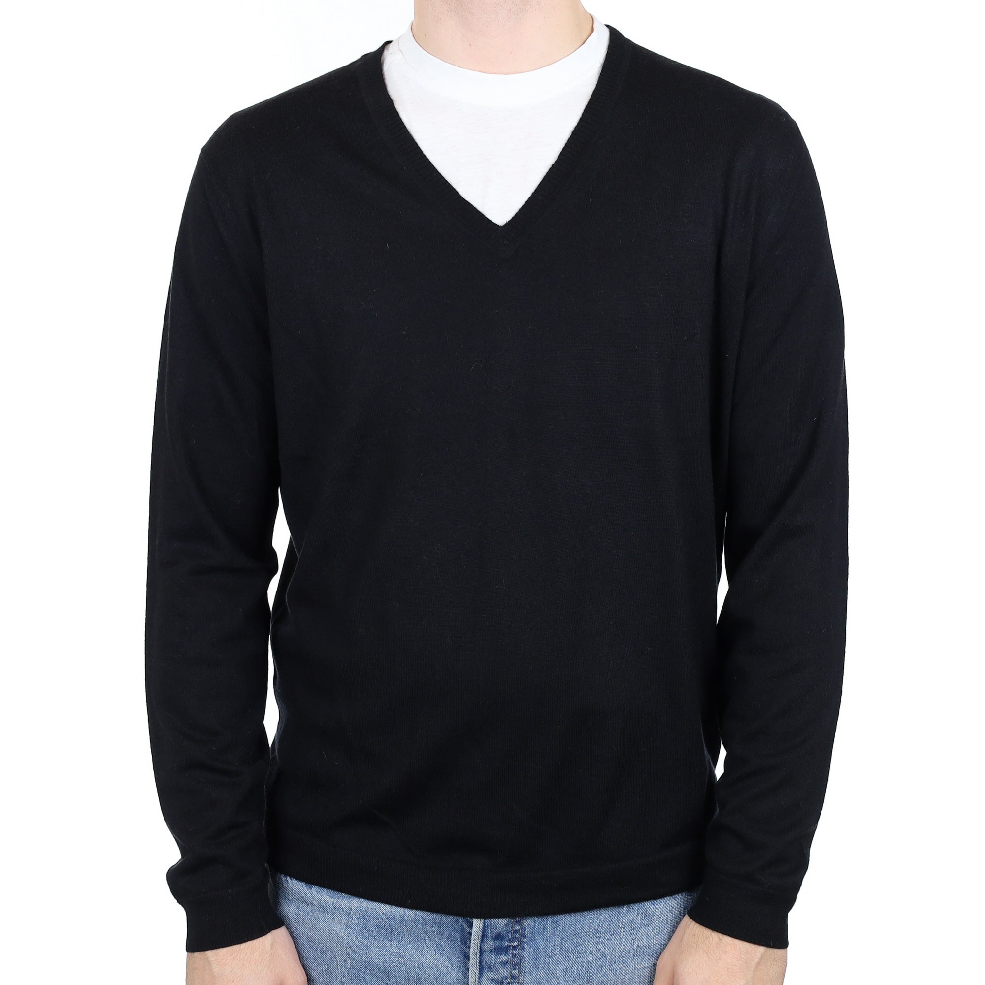 Men's Calvin Klein Black Cashmere V Neck Jumper Large
