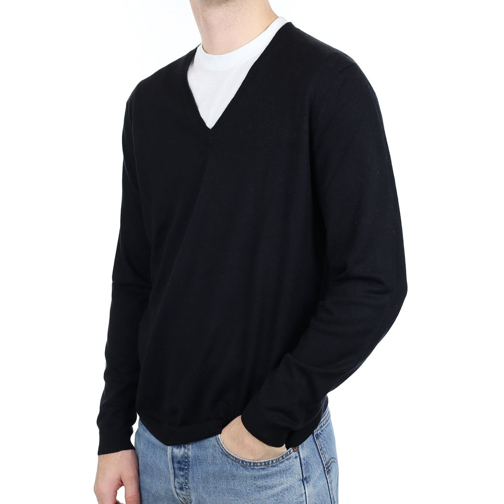 Men's Calvin Klein Black Cashmere V Neck Jumper Large