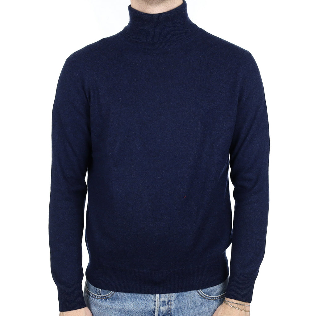 Men's Navy Cashmere Polo Neck Jumper Large
