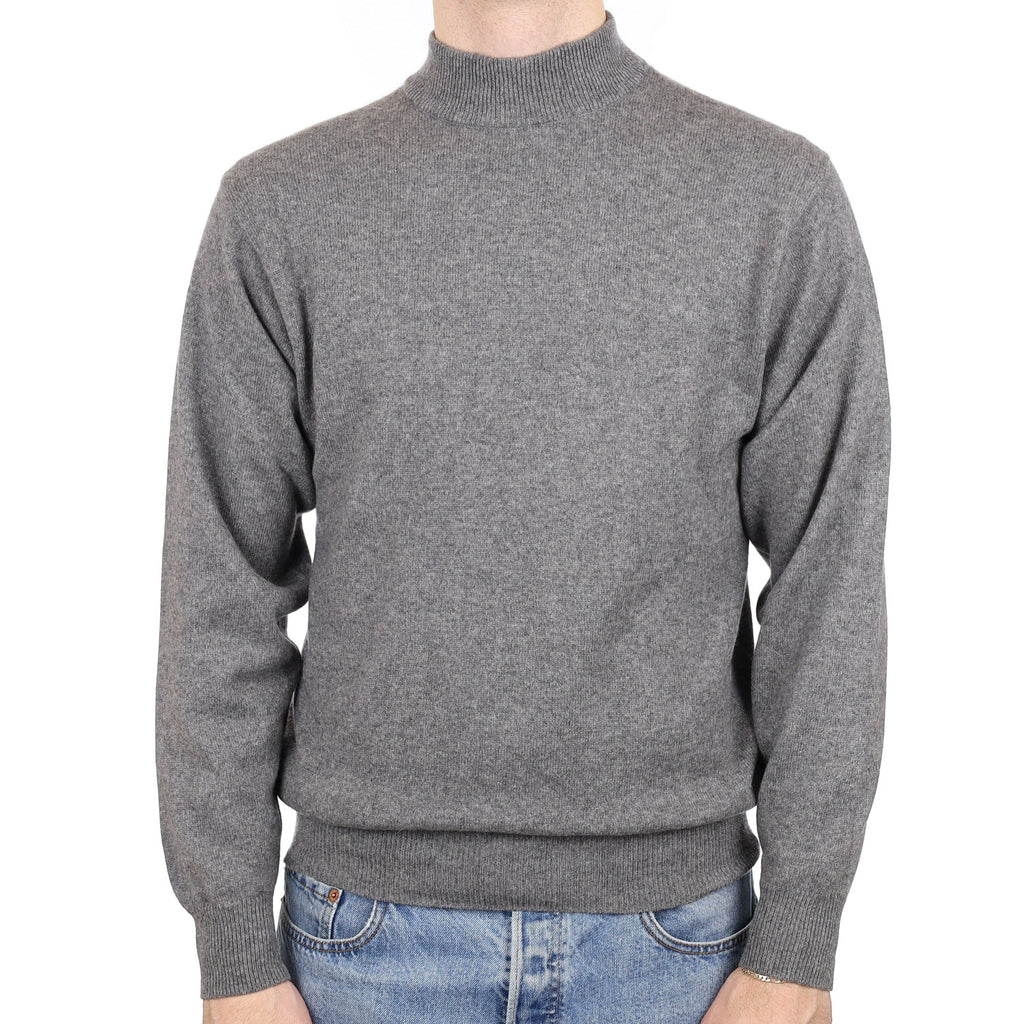 Men's Ash Grey Cashmere Turtle Neck Jumper Large