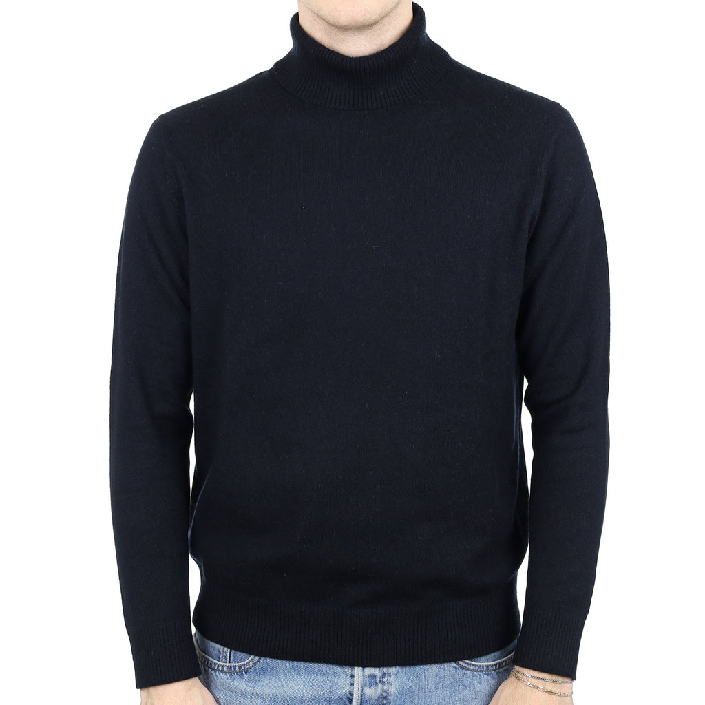 Men's Black Cashmere Polo Neck Jumper Large
