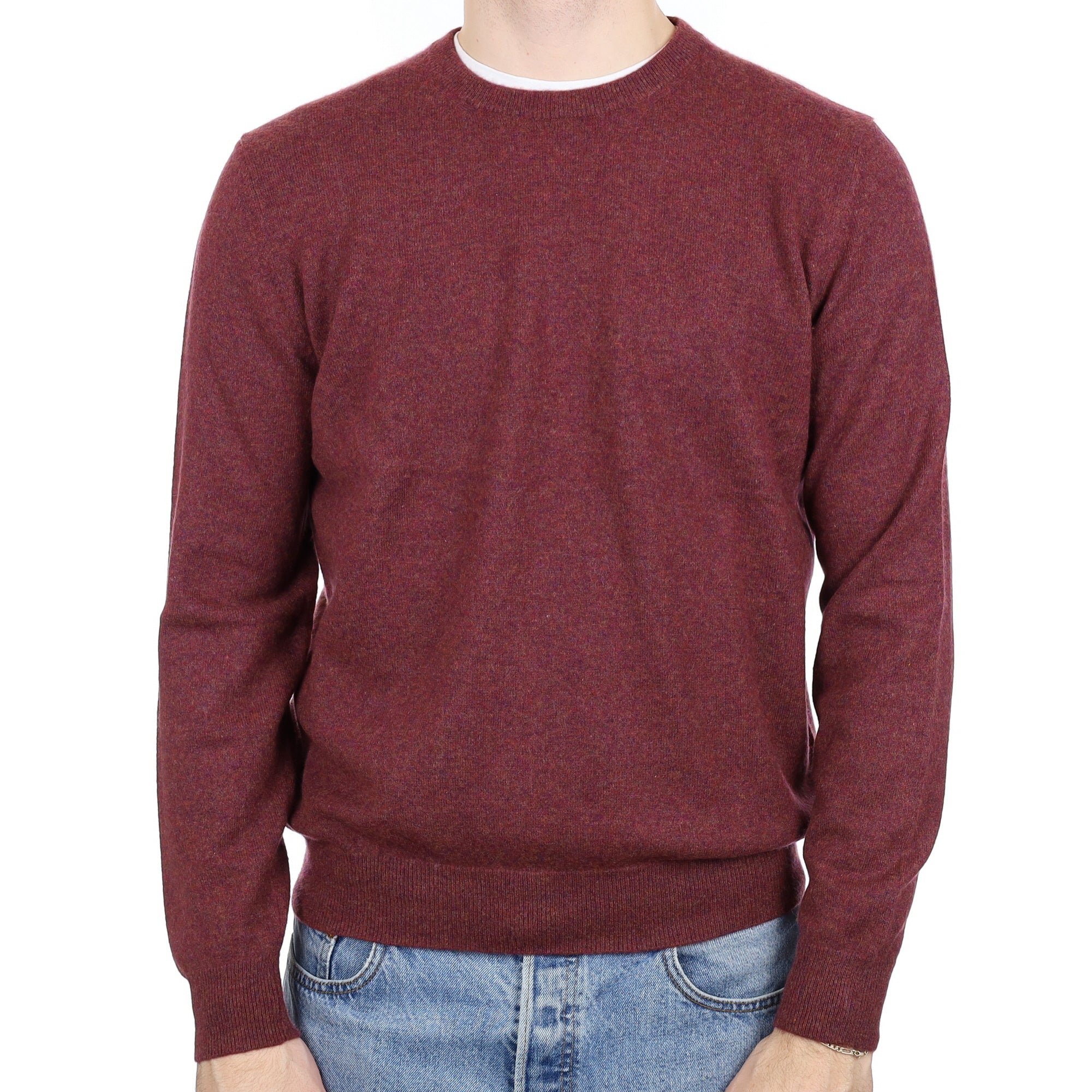 Men's Mulberry Marl Cashmere Crew Neck Jumper Large