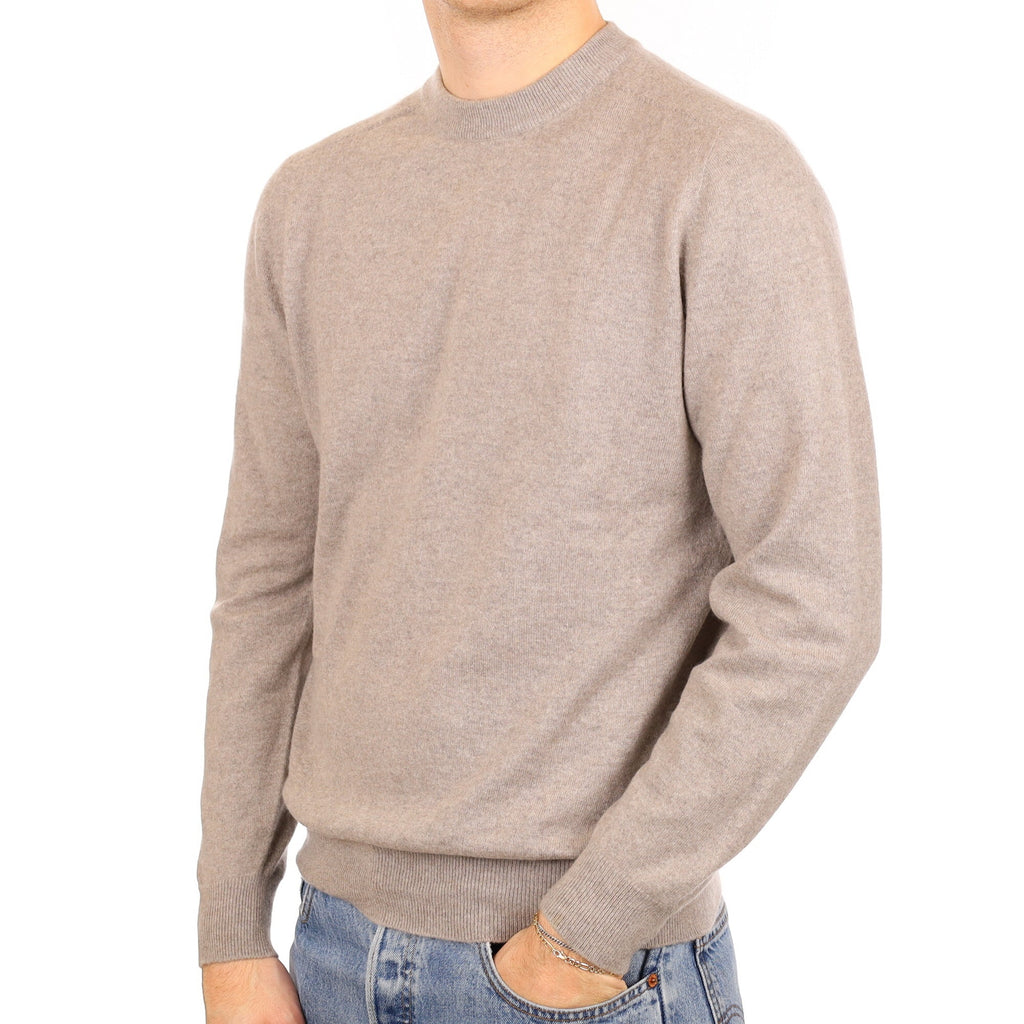 Men's Fawn Cashmere Crew Neck Jumper Large