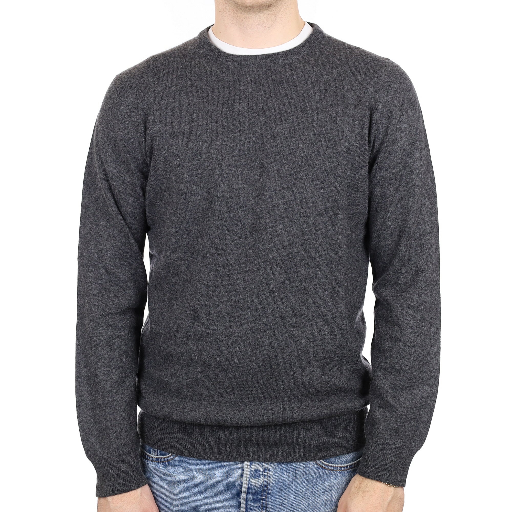 Men's Charcoal Grey Cashmere Crew Neck Jumper Large