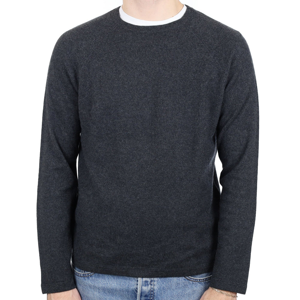 Men's Charcoal Grey Cashmere Crew Neck Jumper Large
