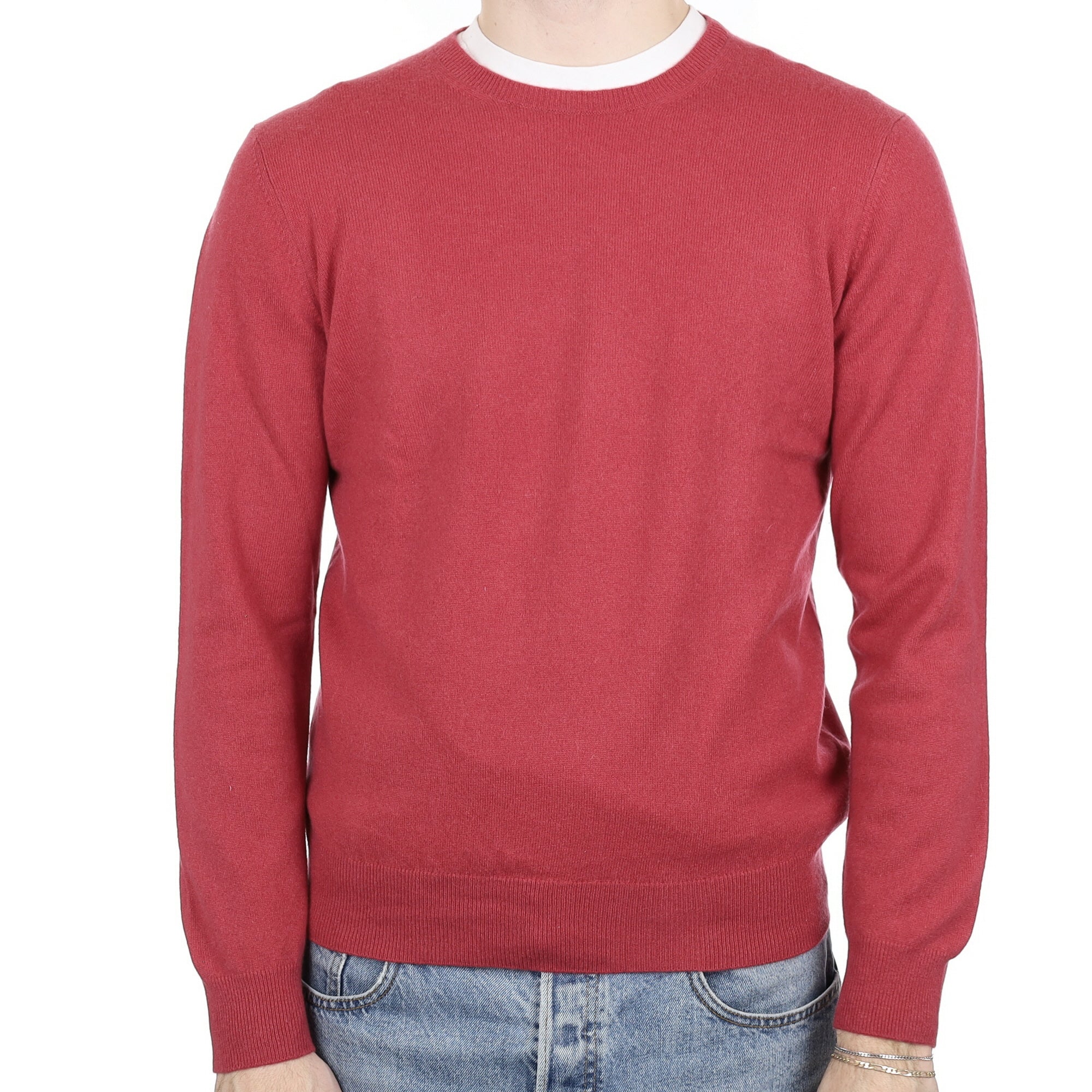 Men's Ruby Red Cashmere Crew Neck Jumper Medium