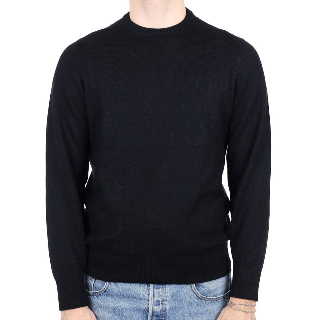 Men's Black Cashmere Crew Neck Jumper Medium