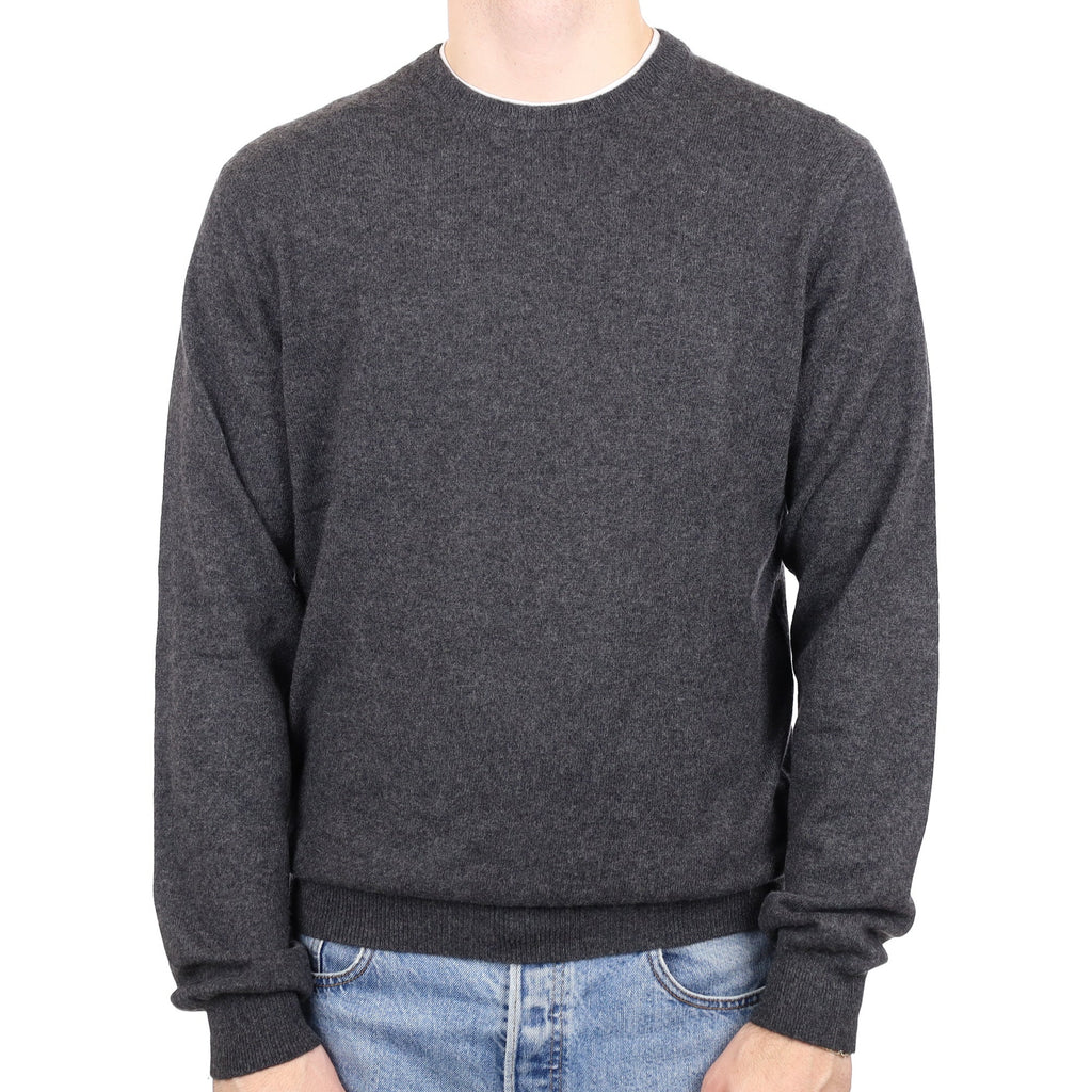 Men's Charcoal Grey Cashmere Crew Neck Jumper Medium