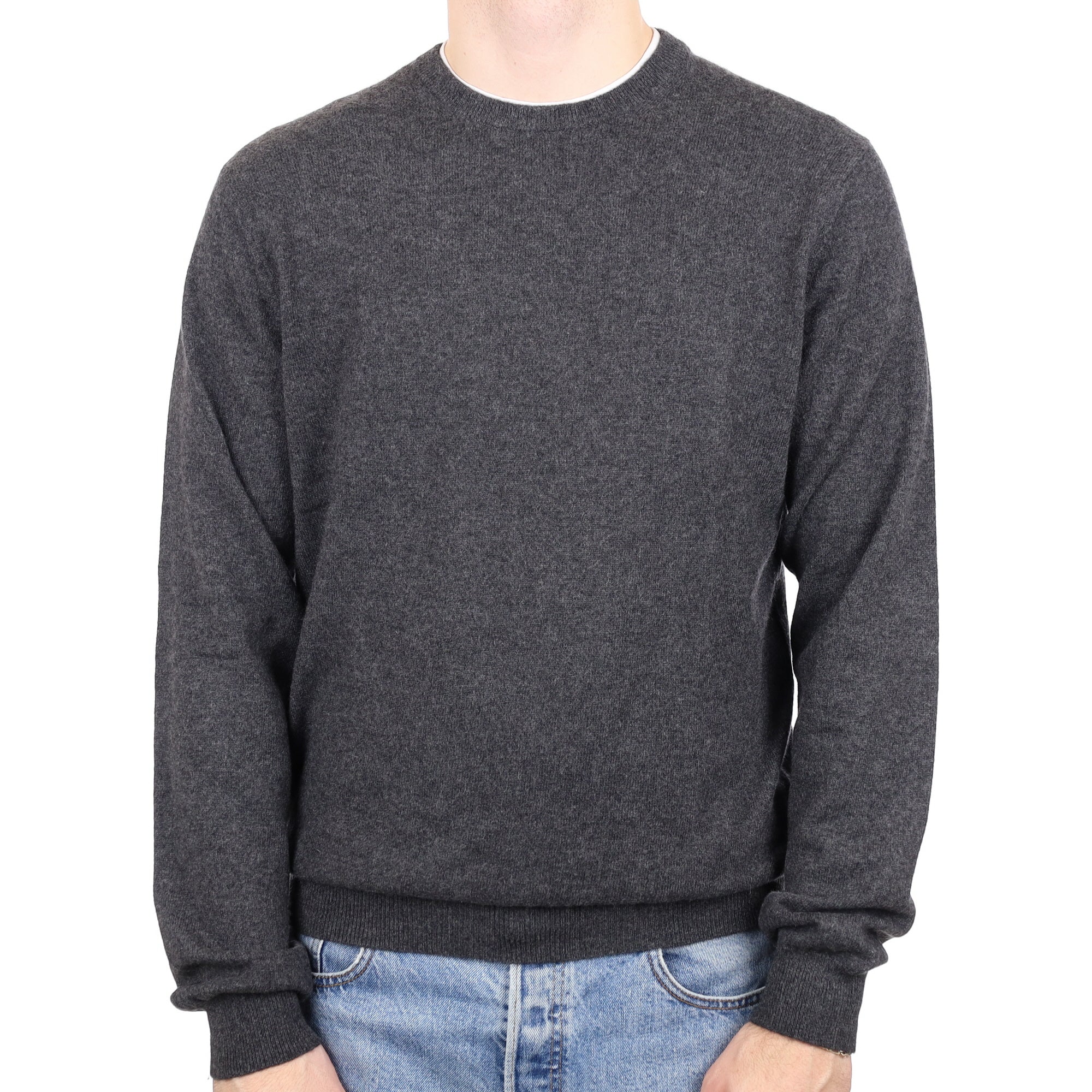 Men's Charcoal Grey Cashmere Crew Neck Jumper Medium