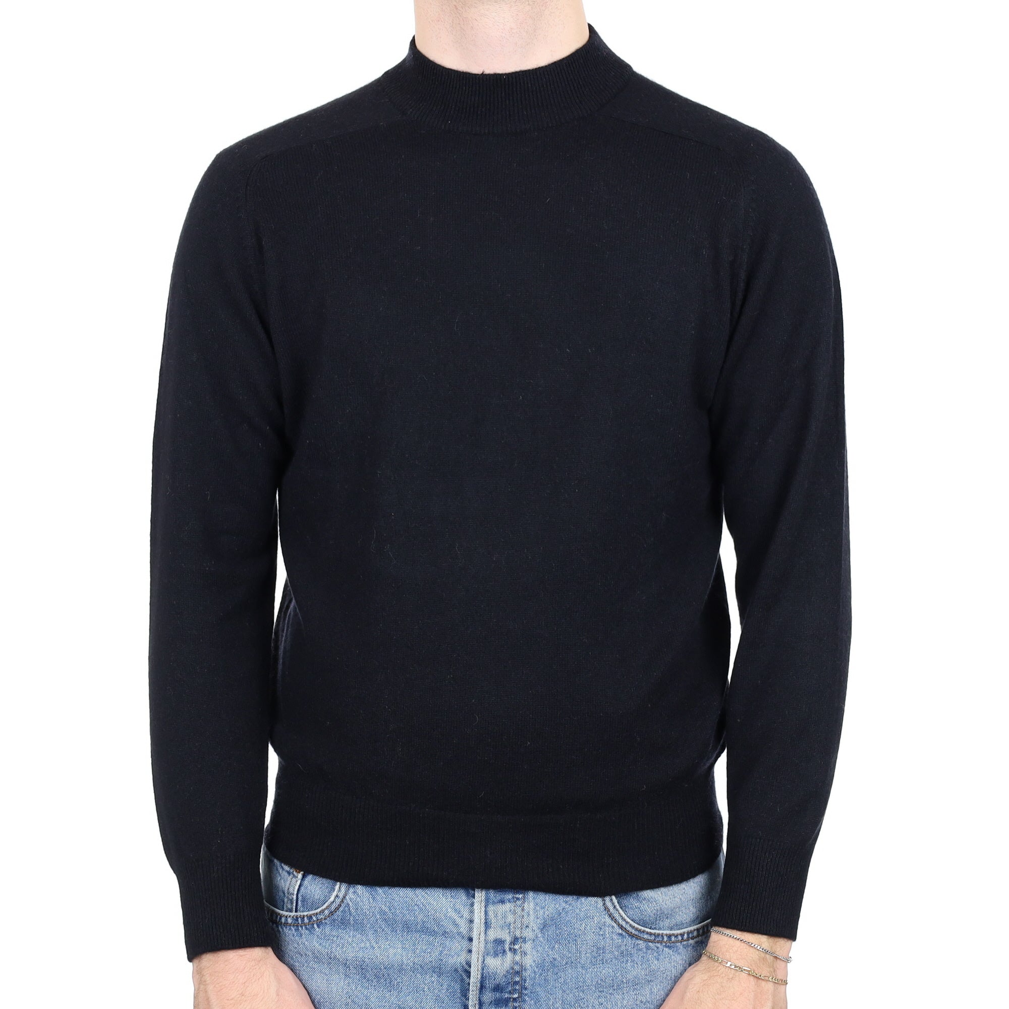 Men's Black Cashmere Turtle Neck Jumper Medium