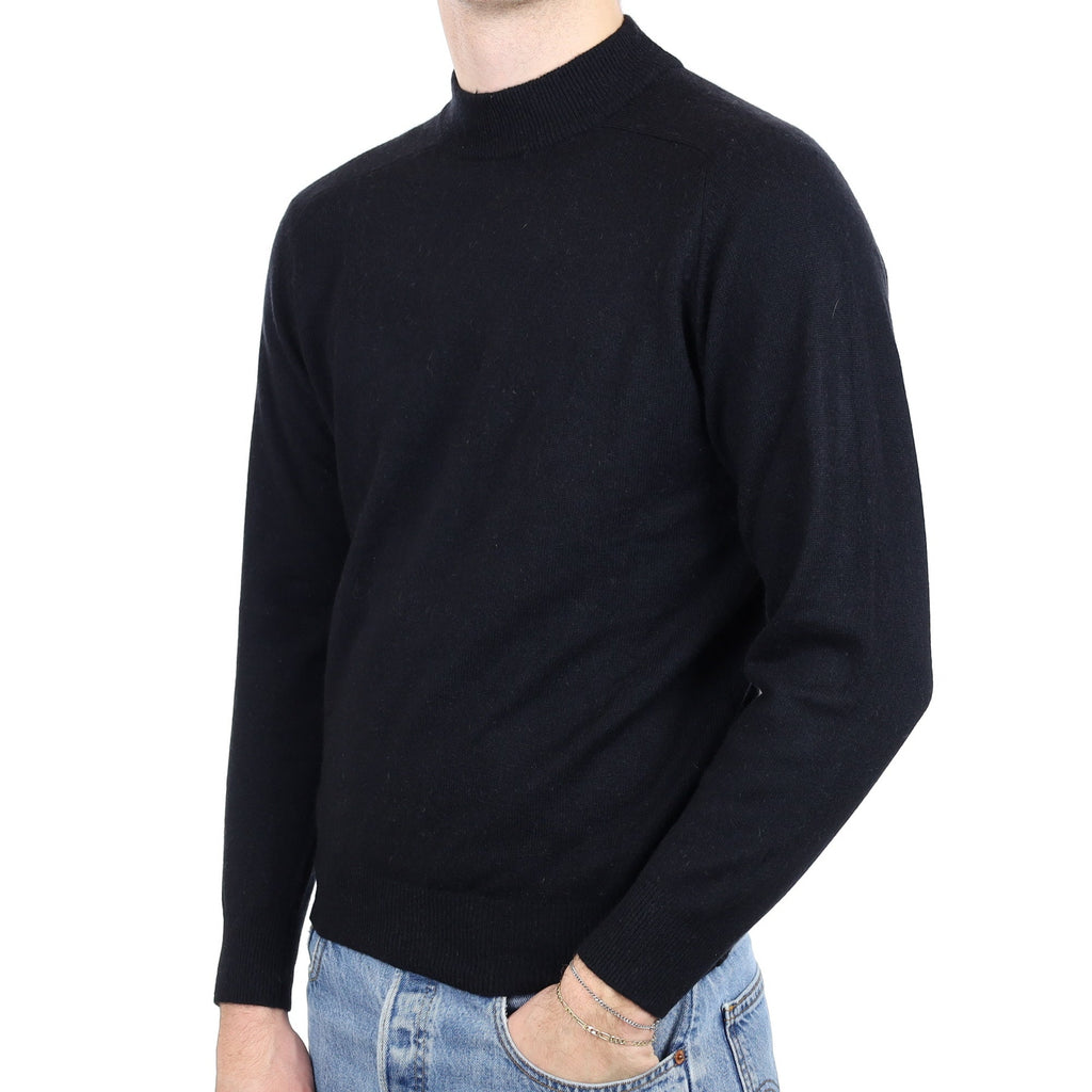 Men's Black Cashmere Turtle Neck Jumper Medium