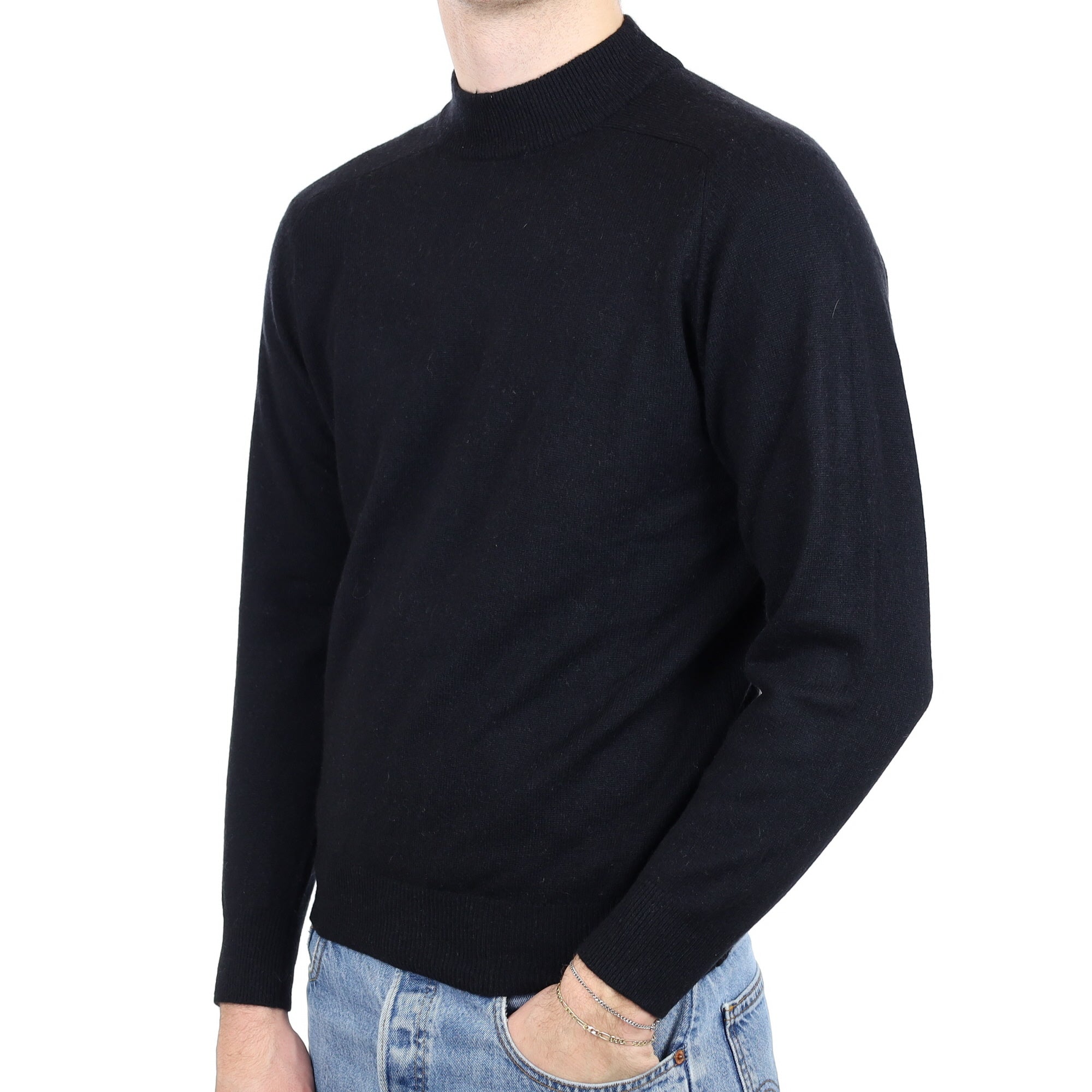Men's Black Cashmere Turtle Neck Jumper Medium