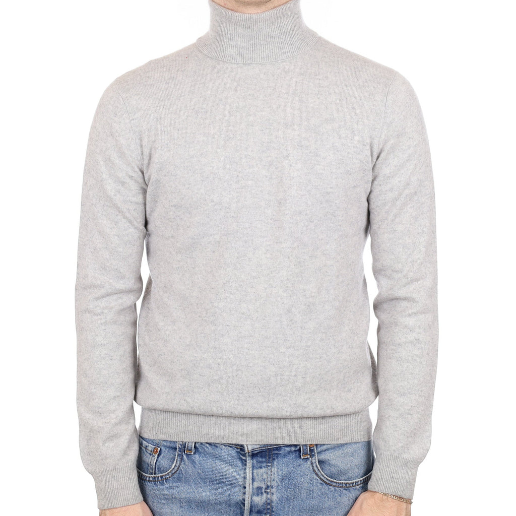 Men's smoke Grey Cashmere Polo Neck Jumper Medium
