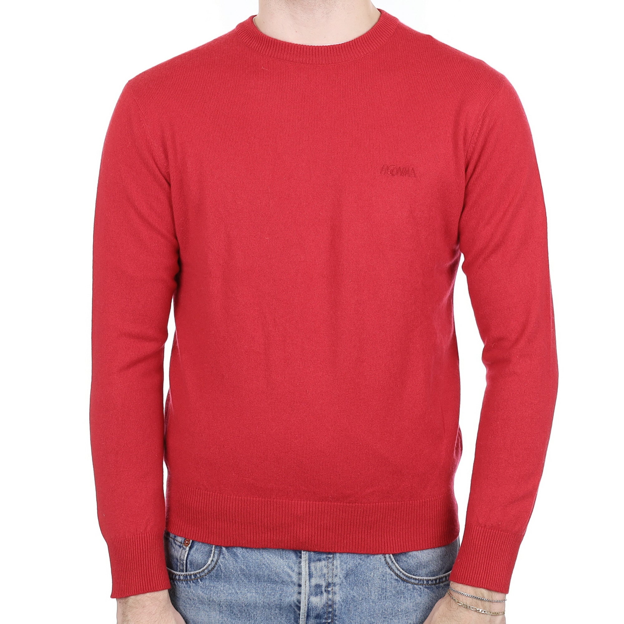 Berry Red Men's Cashmere Crew Neck Jumper Large