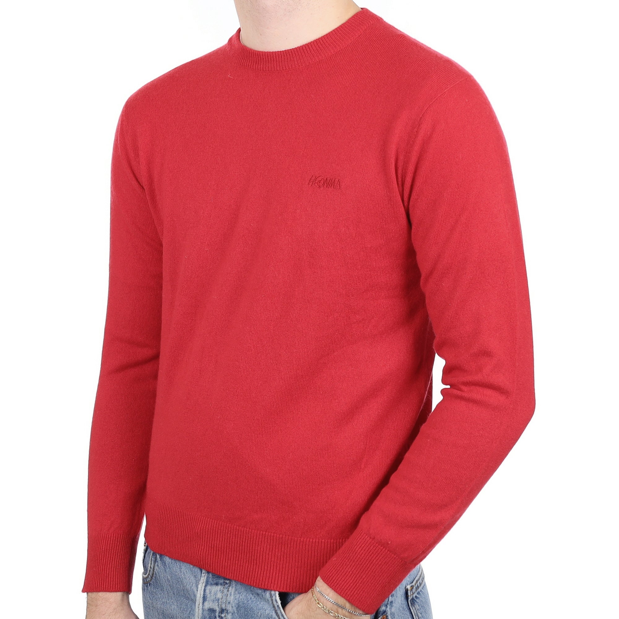 Berry Red Men's Cashmere Crew Neck Jumper Large