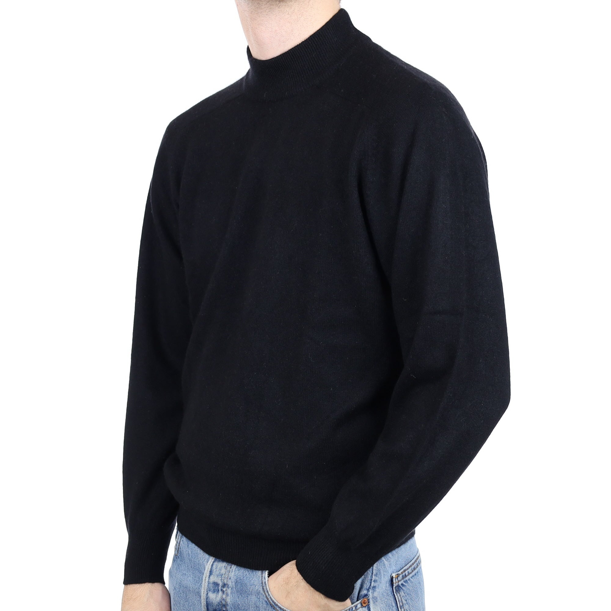 Men’s Black Cashmere Turtle Neck Jumper Large
