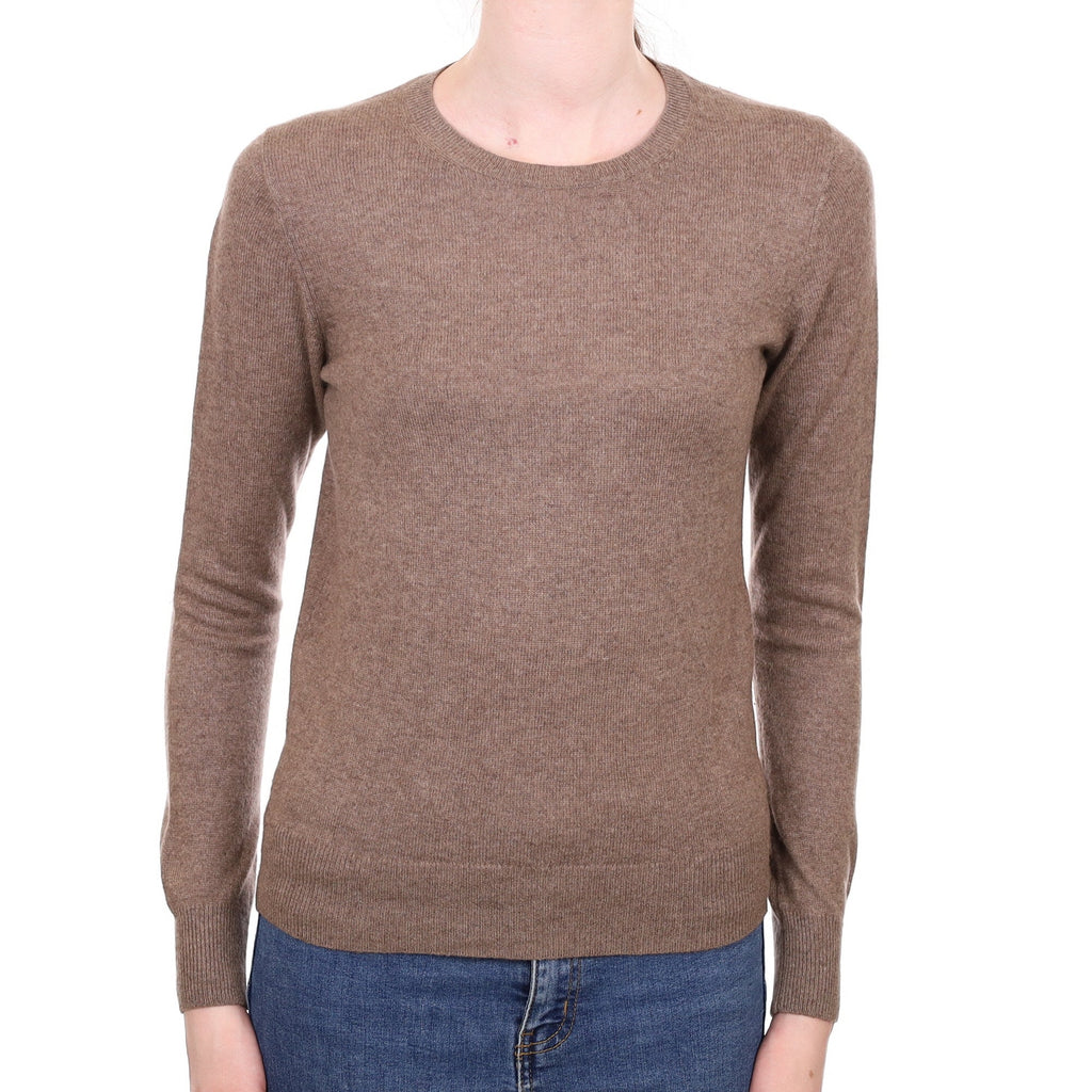 Mocha Brown Cashmere Crew Neck Jumper Extra Small