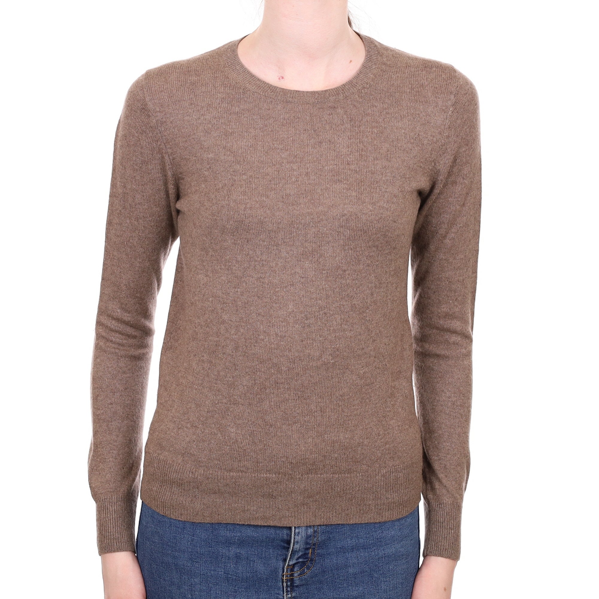 Mocha Brown Cashmere Crew Neck Jumper Extra Small