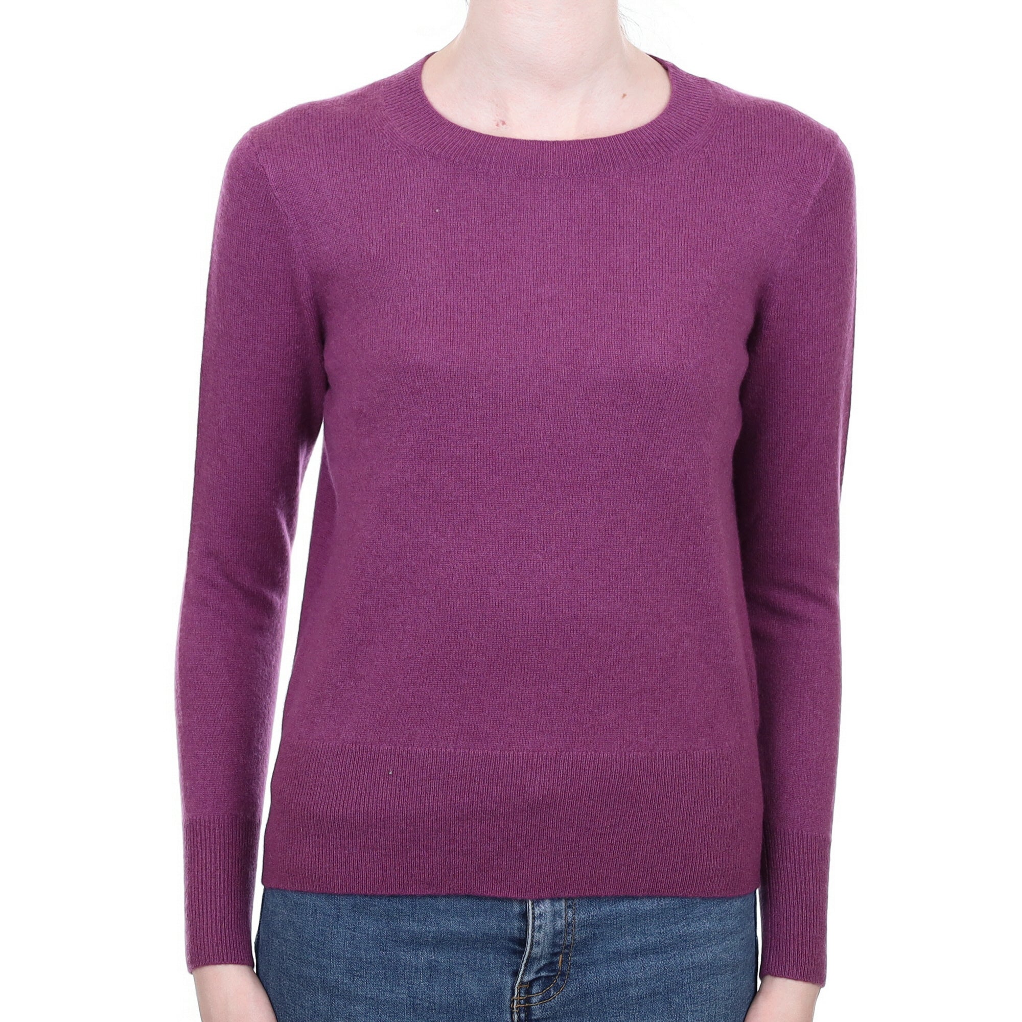 Plum Purple Cashmere Crew Neck Jumper Extra Small