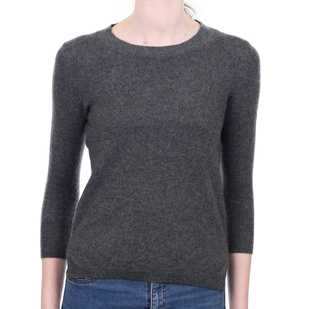 Charcoal Grey Cashmere Crew Neck Jumper Extra Extra Small