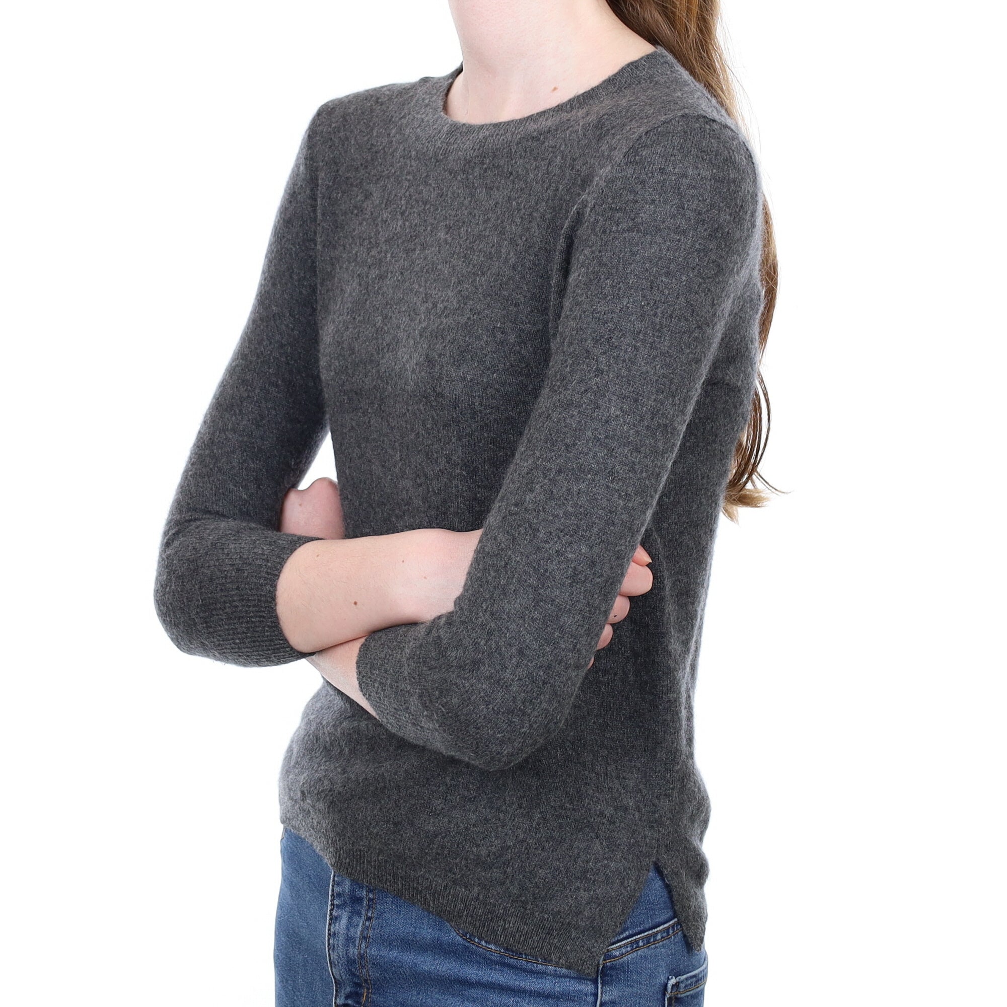 Charcoal Grey Cashmere Crew Neck Jumper Extra Extra Small