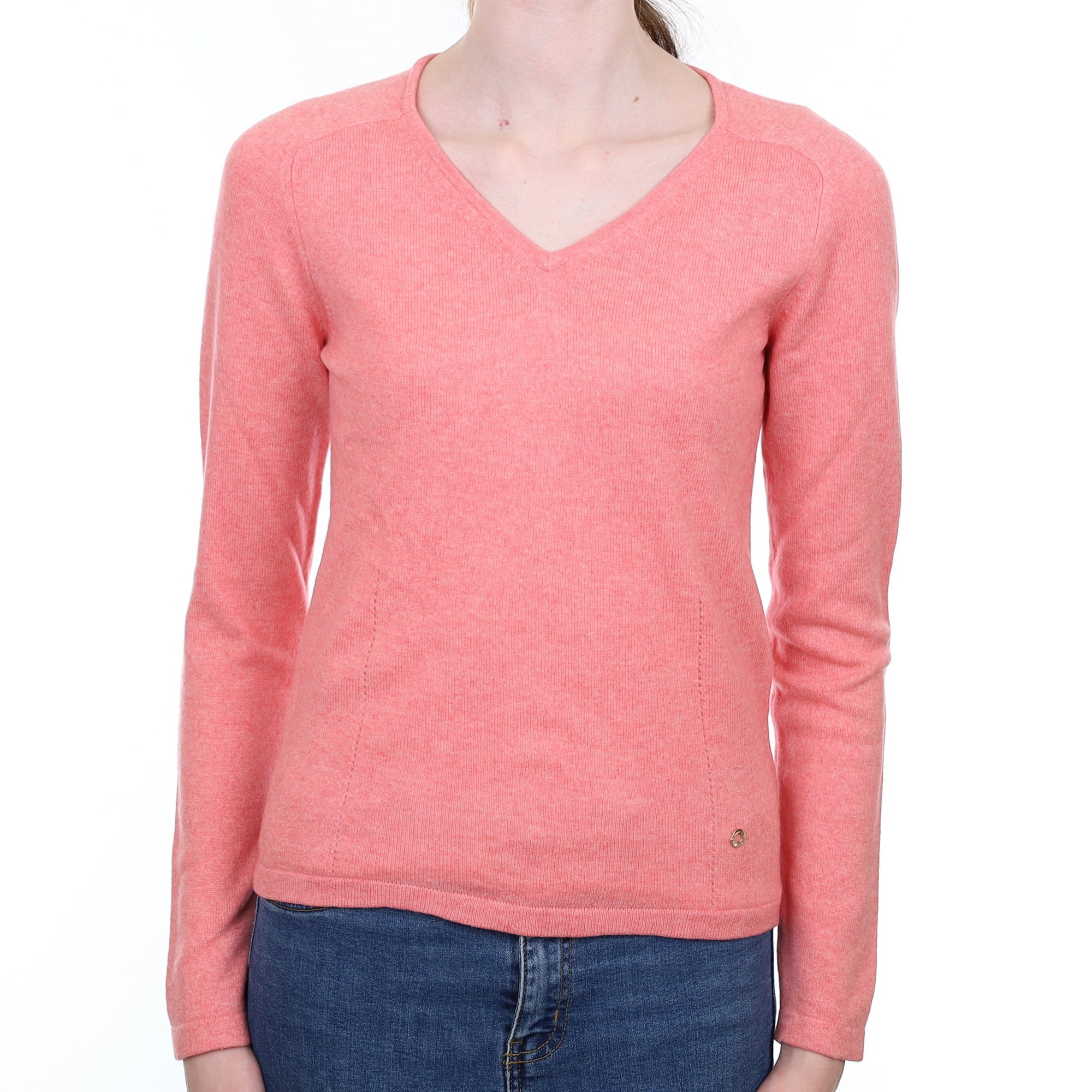 Flamingo Pink Cashmere V Neck Jumper Extra Small