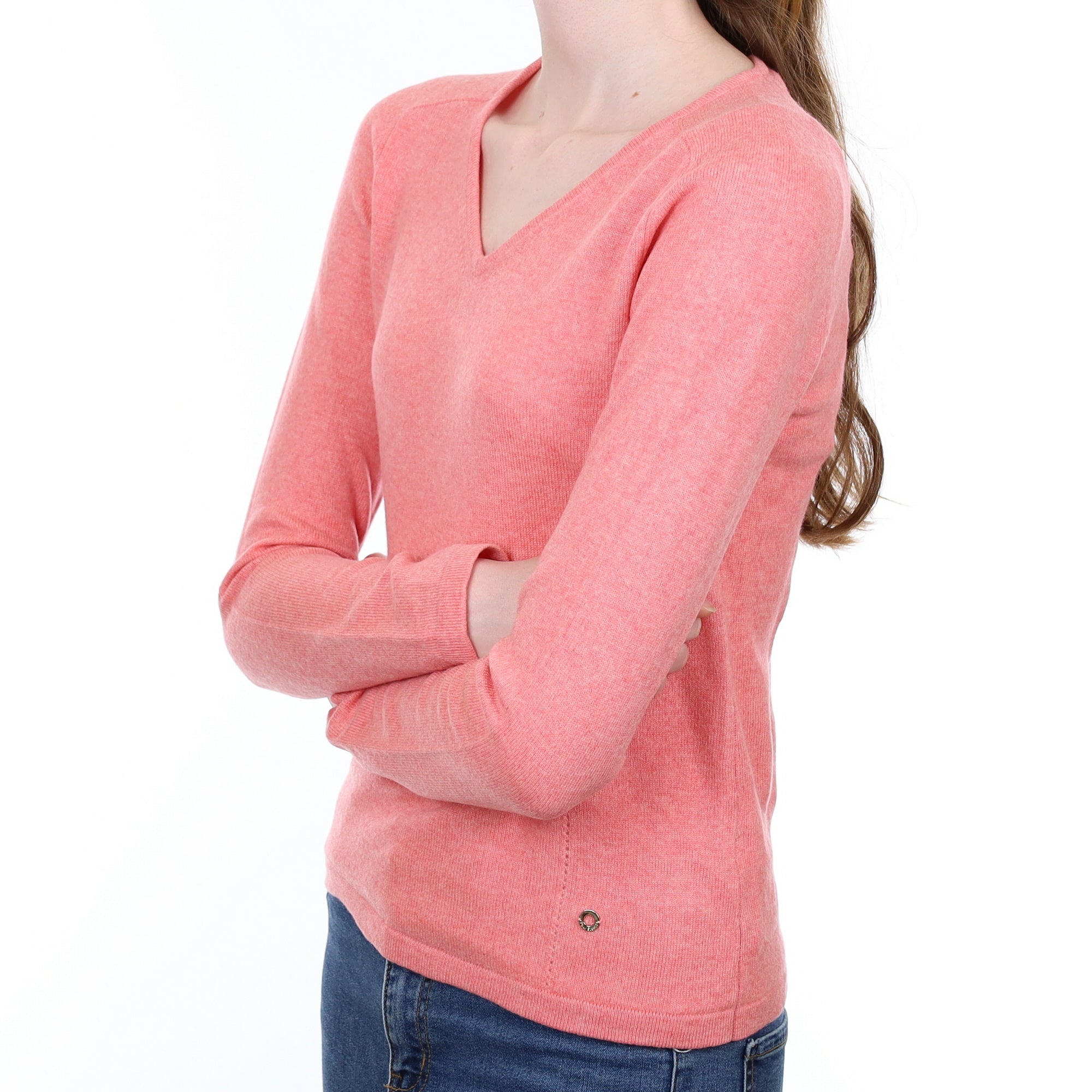 Flamingo Pink Cashmere V Neck Jumper Extra Small