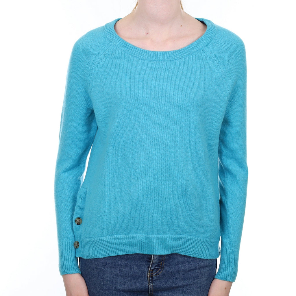 Turquoise Blue Cashmere Crew Neck Jumper Extra Small