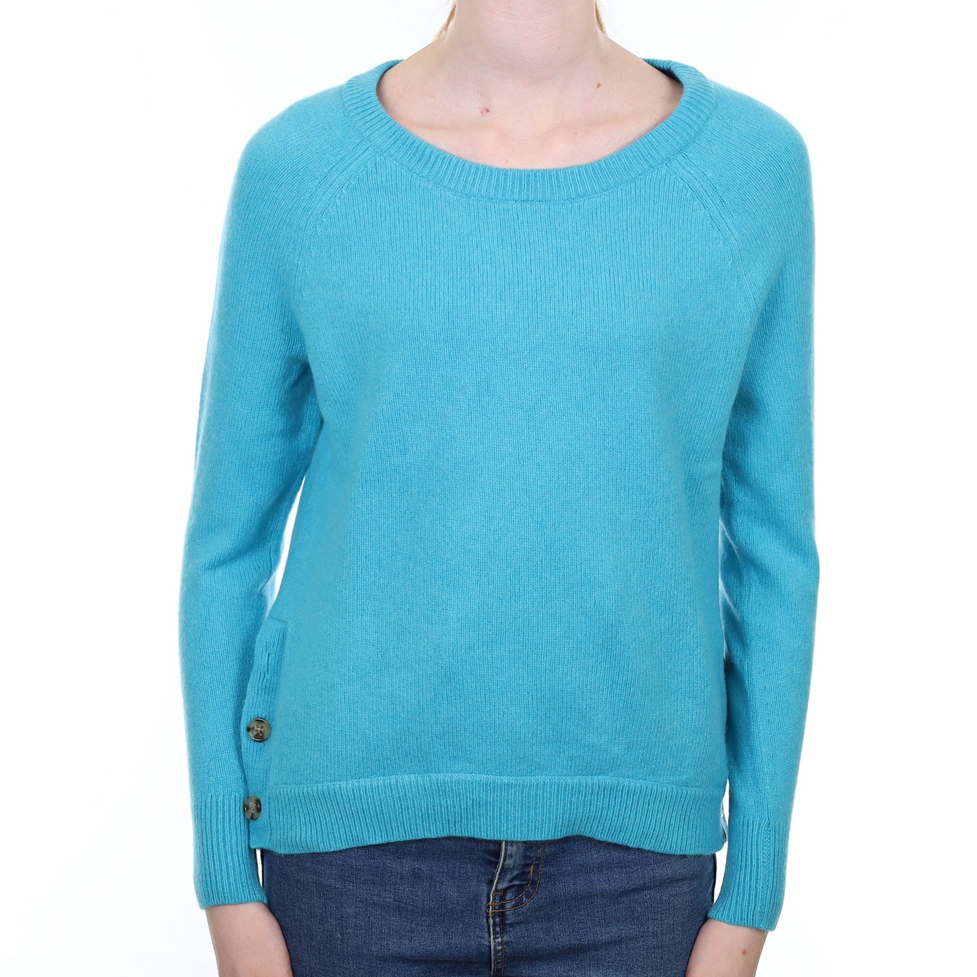 Turquoise Blue Cashmere Crew Neck Jumper Extra Small