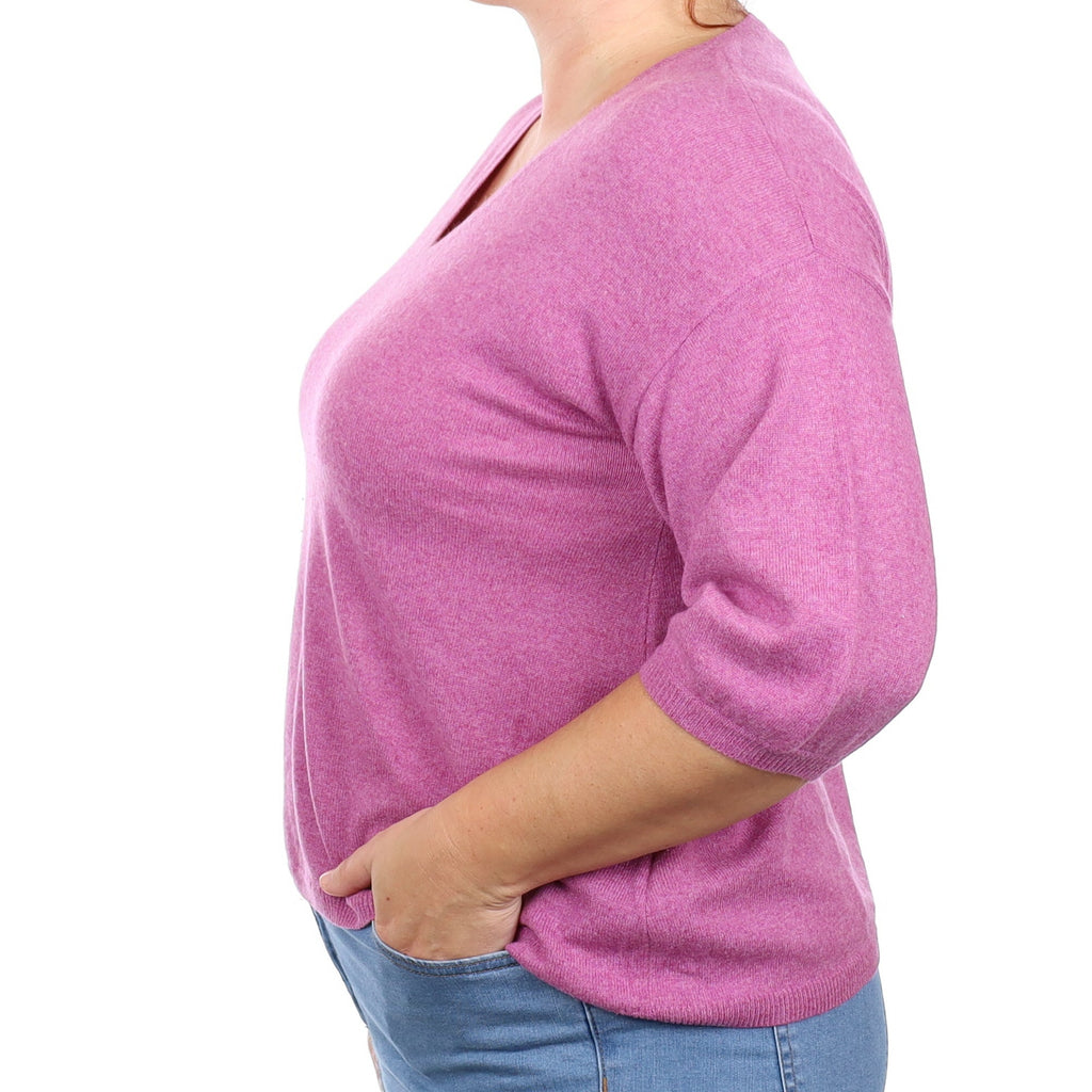 Mauve Purple Cashmere V Neck Jumper Large