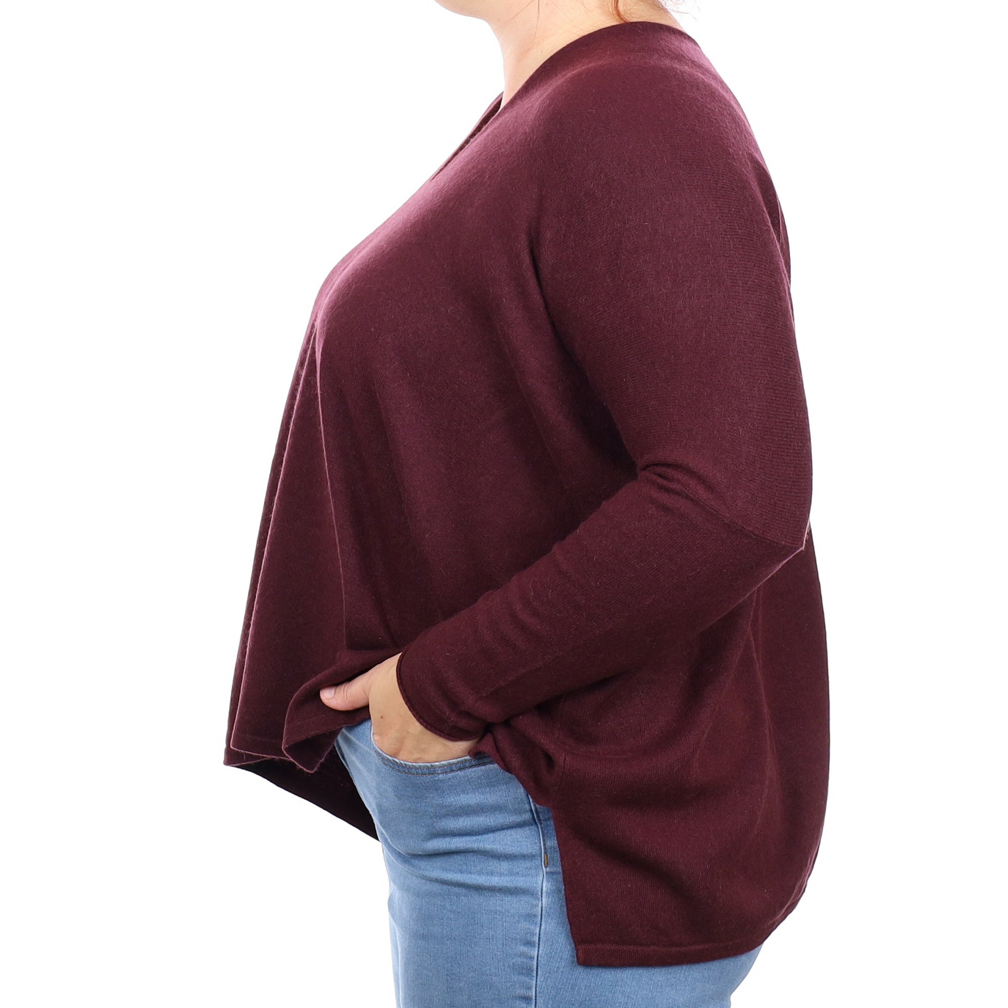 Mulberry Purple Cashmere V Neck Jumper Large