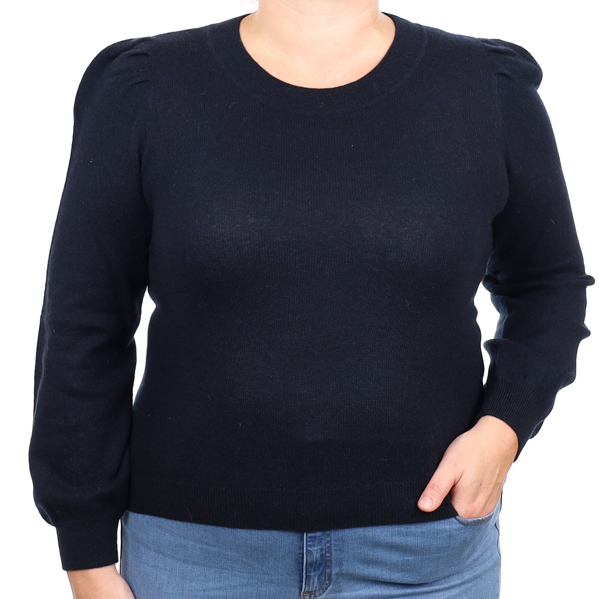 Black Cashmere Crew Neck Jumper Large