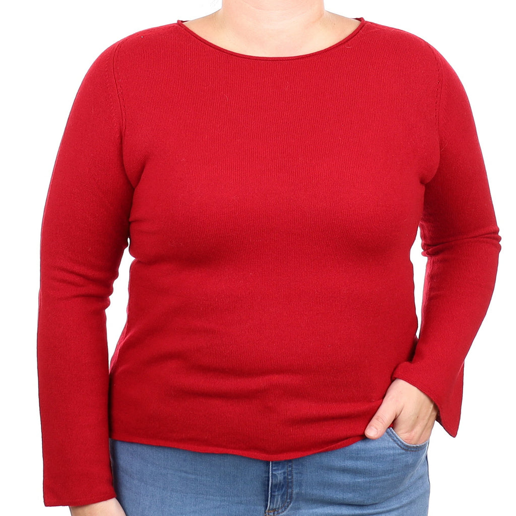 Neiman Marcus Crimson Red Cashmere Crew Neck Jumper Large