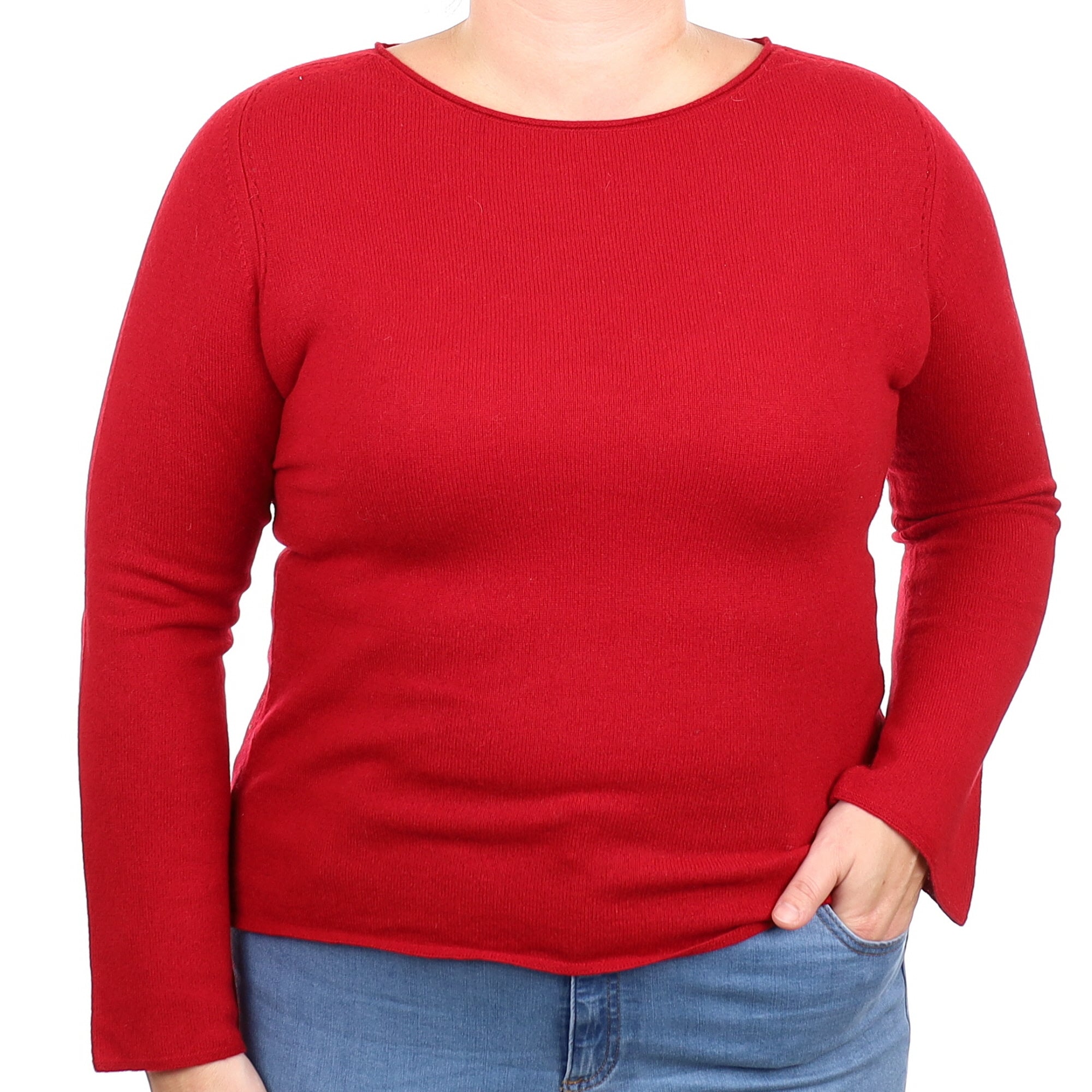 Neiman Marcus Crimson Red Cashmere Crew Neck Jumper Large