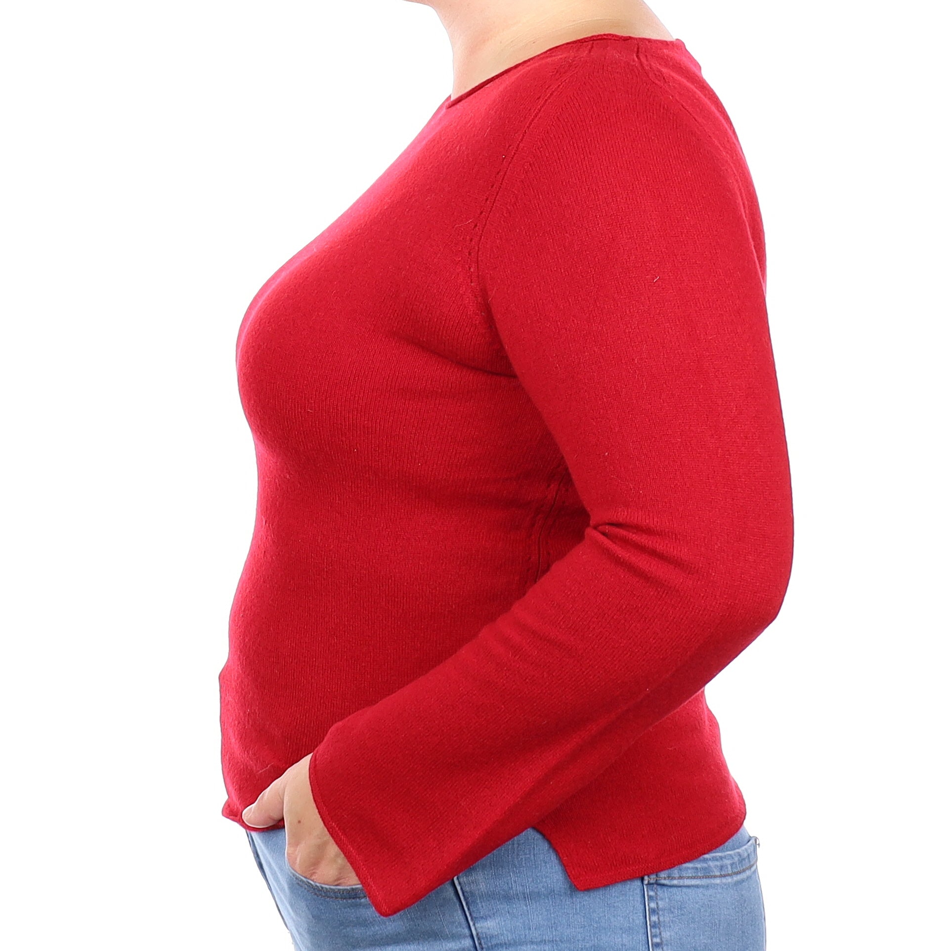 Neiman Marcus Crimson Red Cashmere Crew Neck Jumper Large