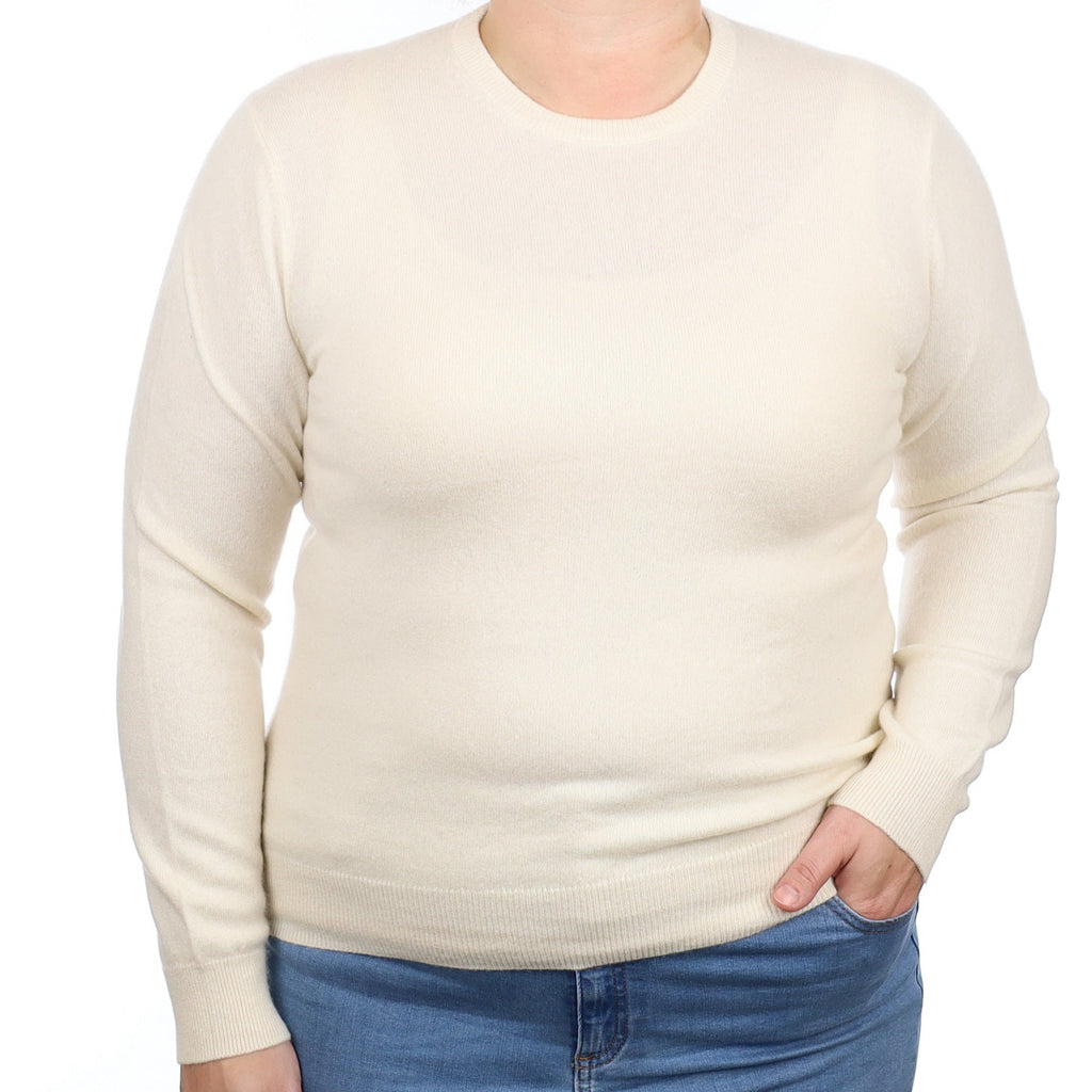 Vanilla Cream Cashmere Crew Neck Jumper Large